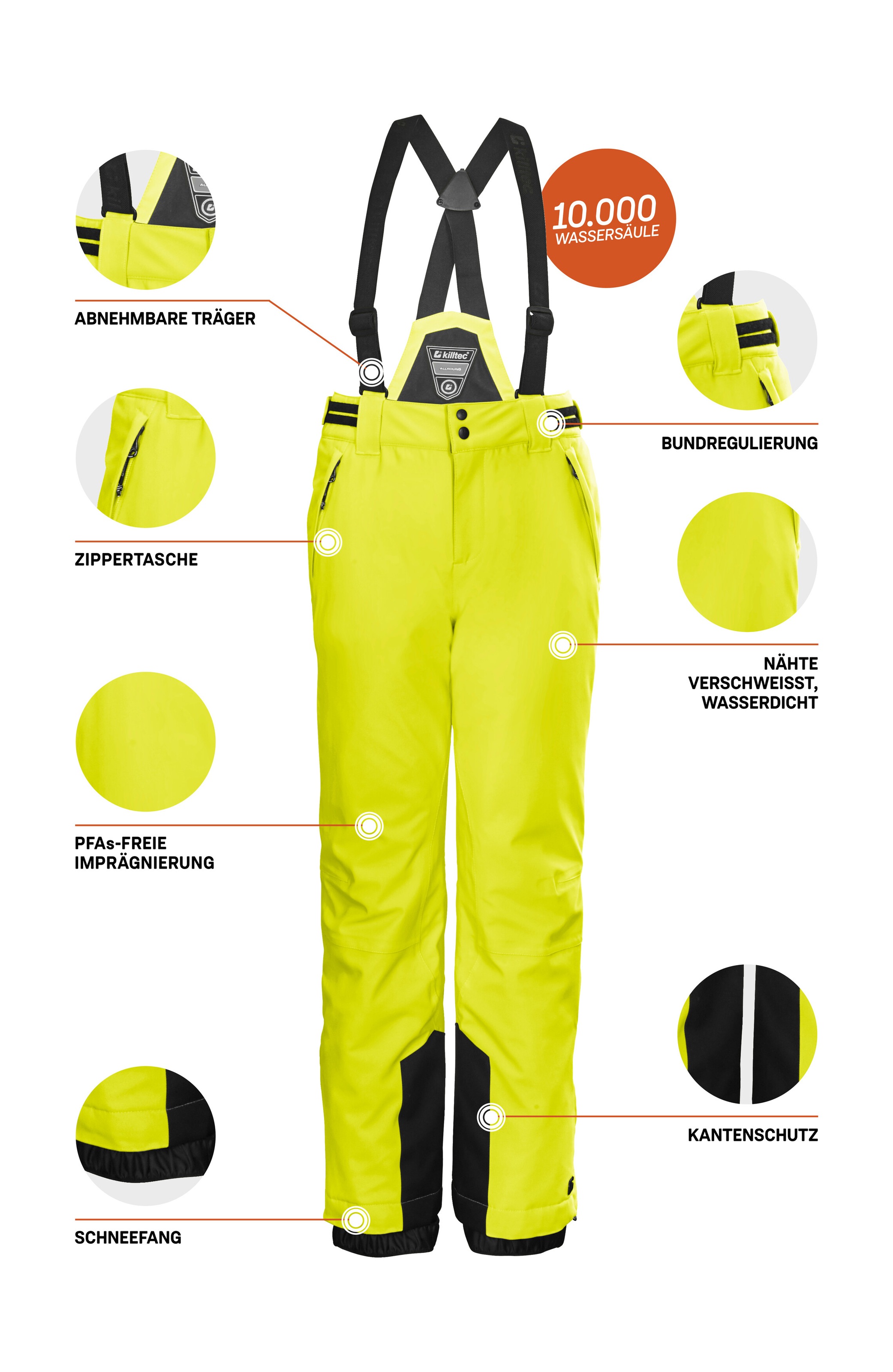 Killtec Skihose »KSW 77 GRLS SKI PNTS«, wasserdicht, atmungsaktiv, abnehmbarer Latz, verst. Seitenriegel