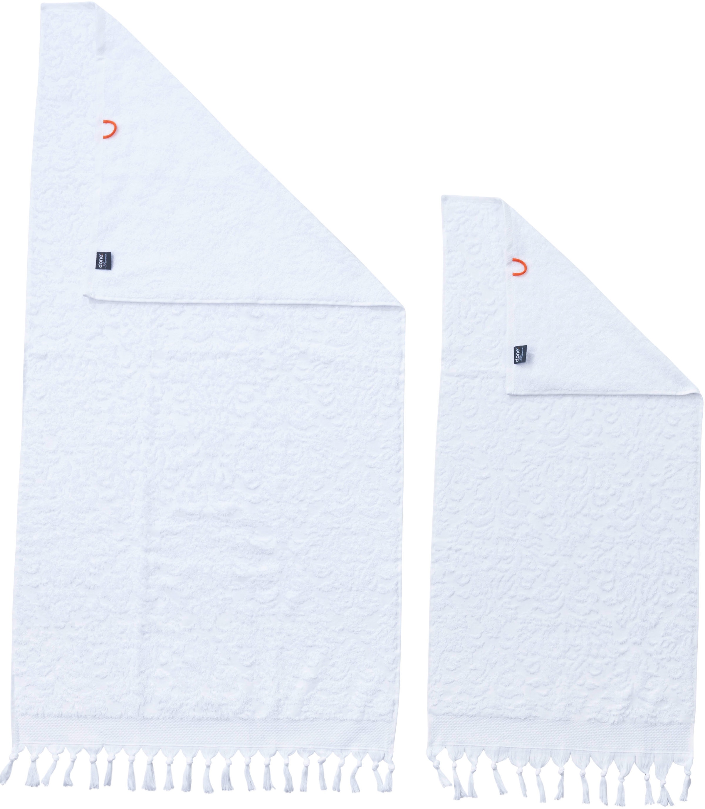 done.® Handtuch Set »Provence Ornaments«, (Set, 4 St., 2 Handtücher (50x100 cm)-2 Duschtücher (70x140 cm), Uni-Farben, Ornamente, mit Fransen