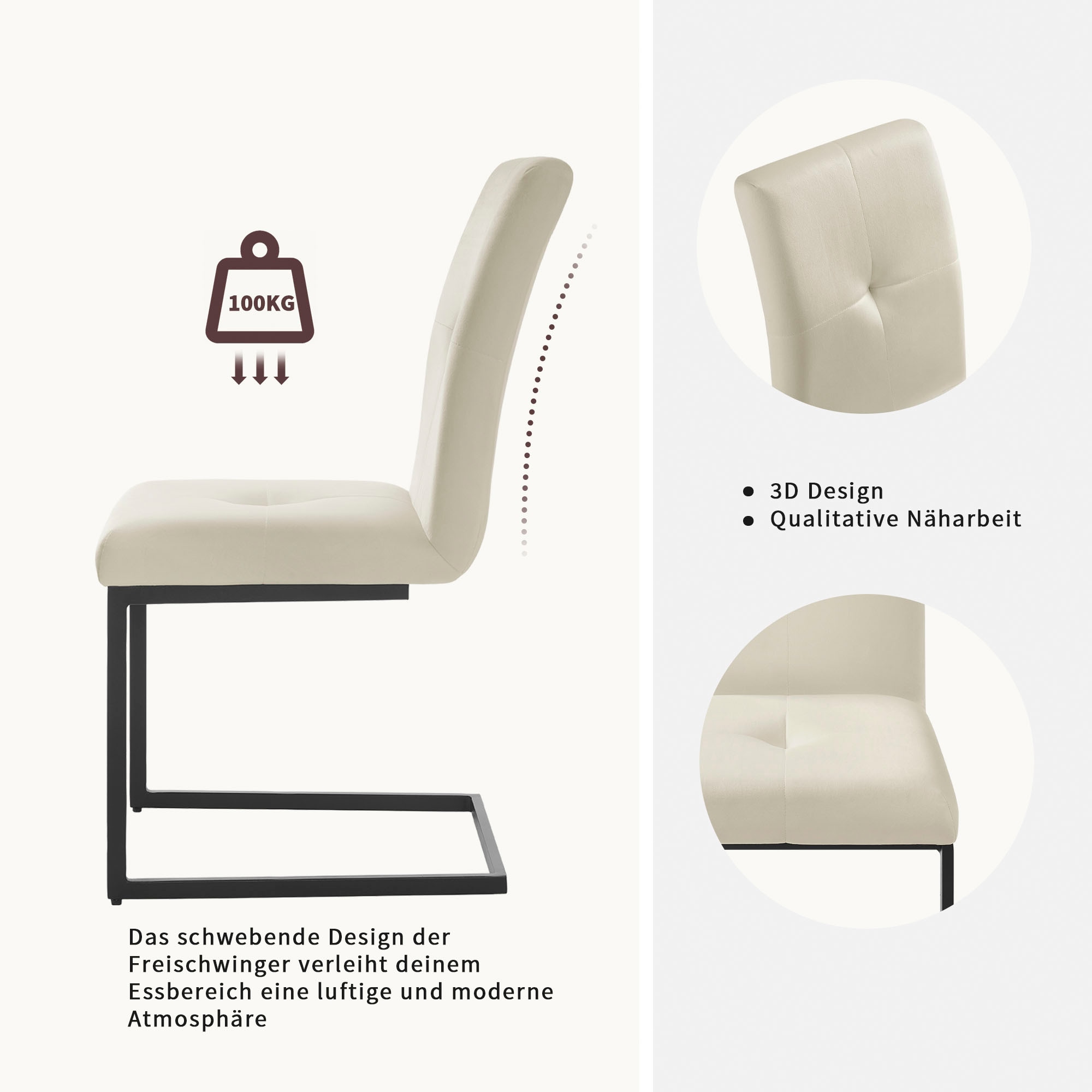 OTTO home Esszimmerstuhl »Vendy« (Set) 2 Stk.mit verstellbaren Füßen und robustem, pulverbeschichtetem Gestell.