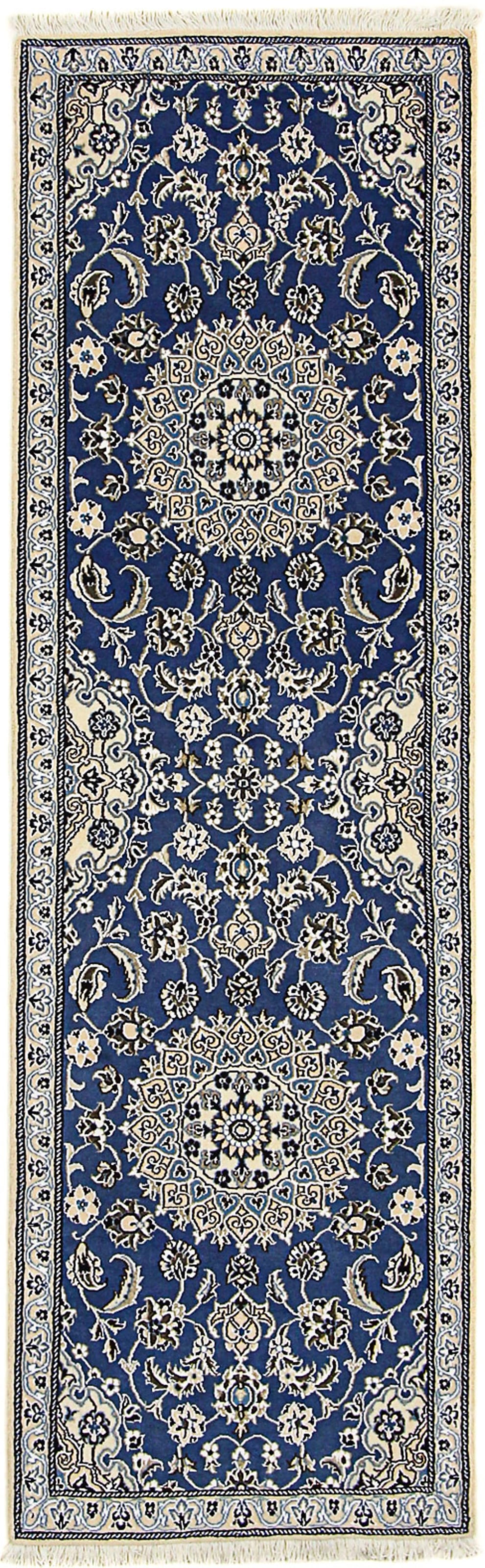 morgenland Orientteppich »Perser - Nain - Royal - 200 x 60 cm - blau«, rechteckig, Wohnzimmer, Handgeknüpft, Einzelstück mit Zertifikat