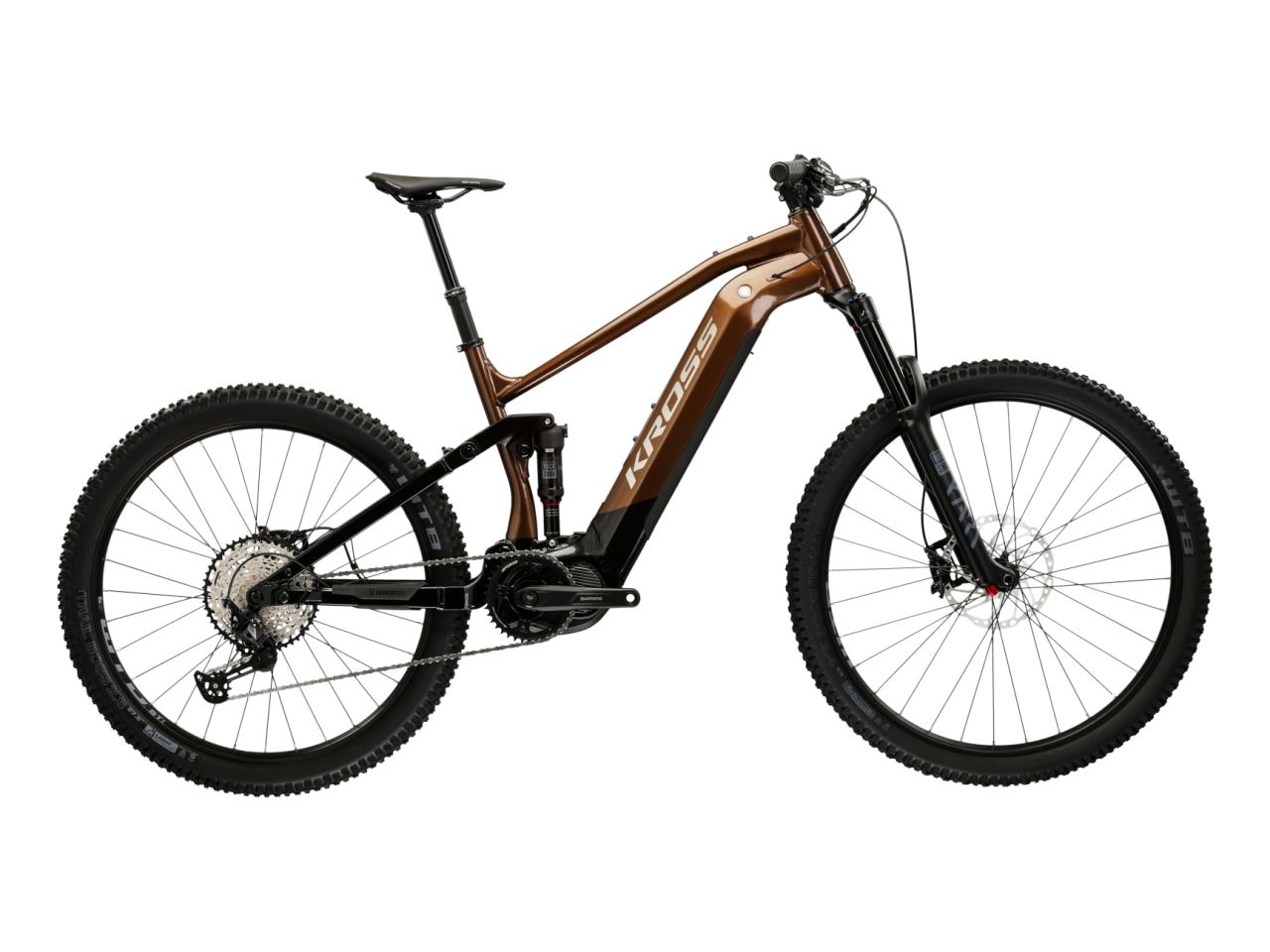 Kross "E-MTB Fully 29" Grist Boost 3.0 braun 12 Gänge - Shimano Mittelmotor" 12 Gang Shimano DEORE SLX M7100 Schaltwerk Kettenschaltung Mittelmotor 250 W SHIMANO 36 V/250 W, Mittelmotor EP800