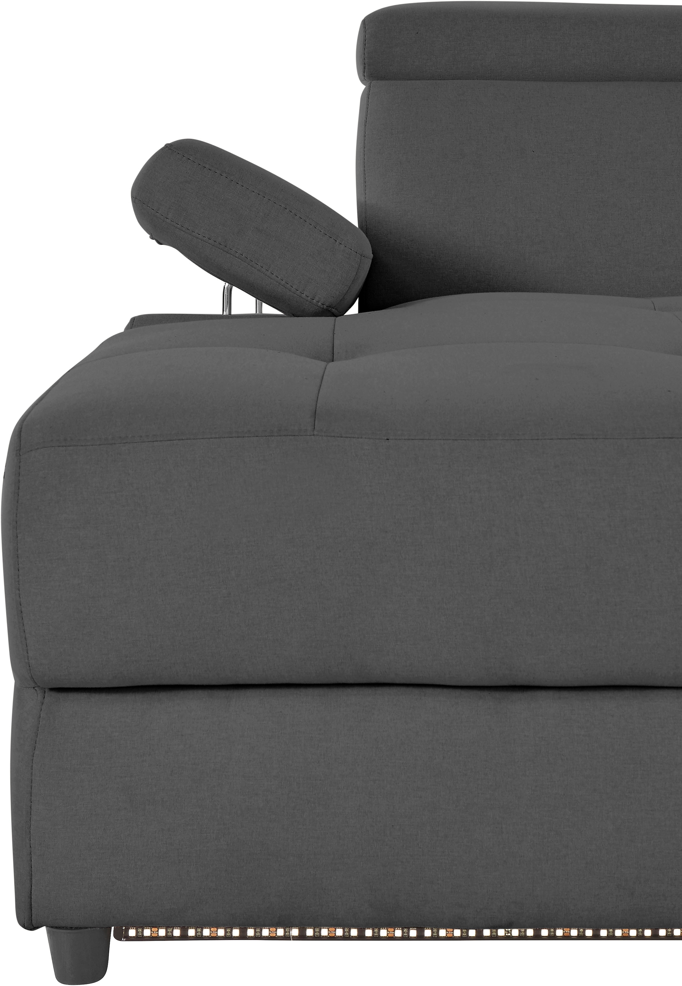 Places of Style Ecksofa »Kilado, L-Form,«, mit Relaxfunktion, verstellbarer Armlehne, Kopfteilverstellung