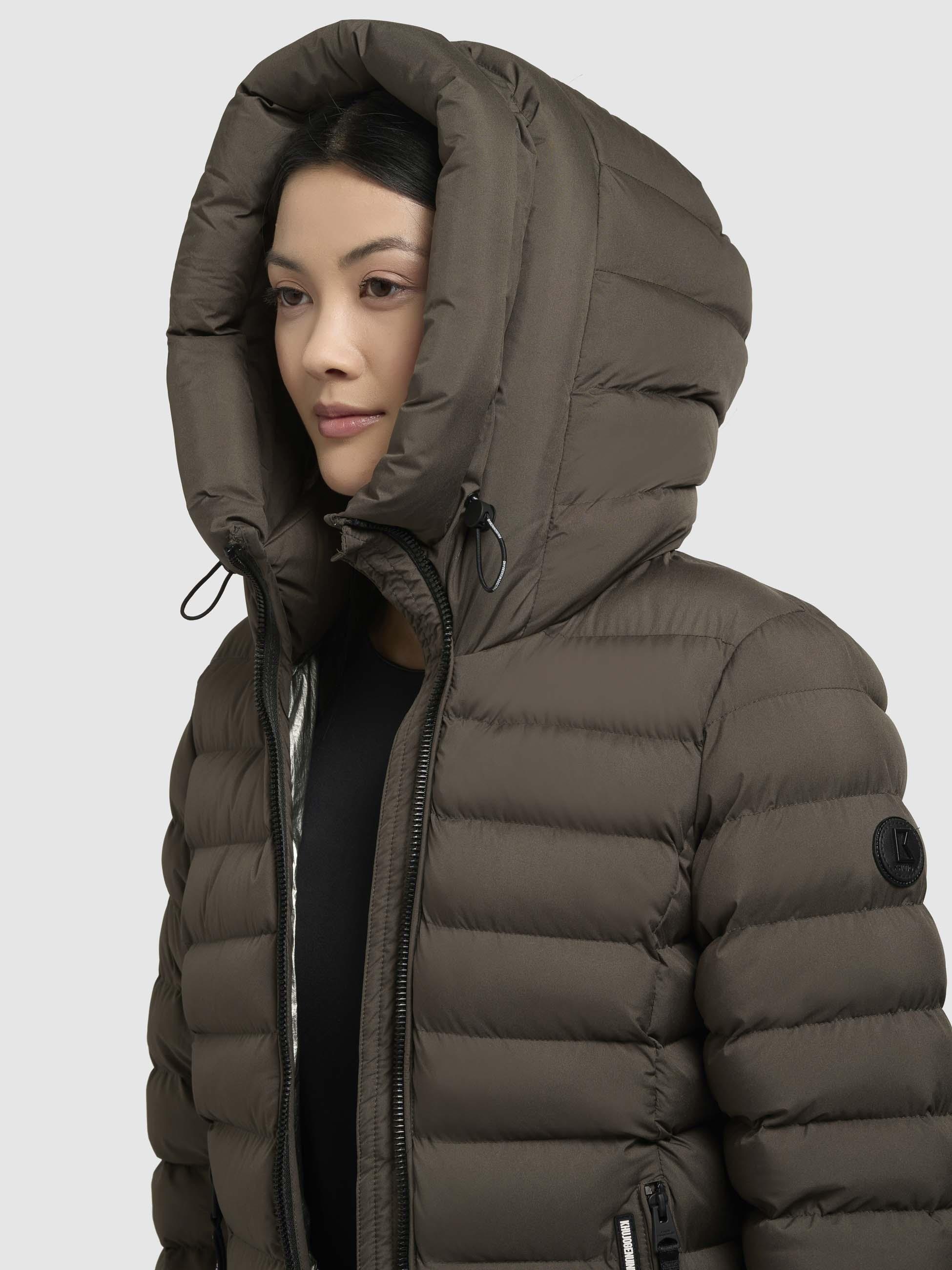 khujo Steppjacke »Imes-YM«, mit Kapuze, Steppmantel mit hohem Kragen und silbrig glänzendem Innenfutter