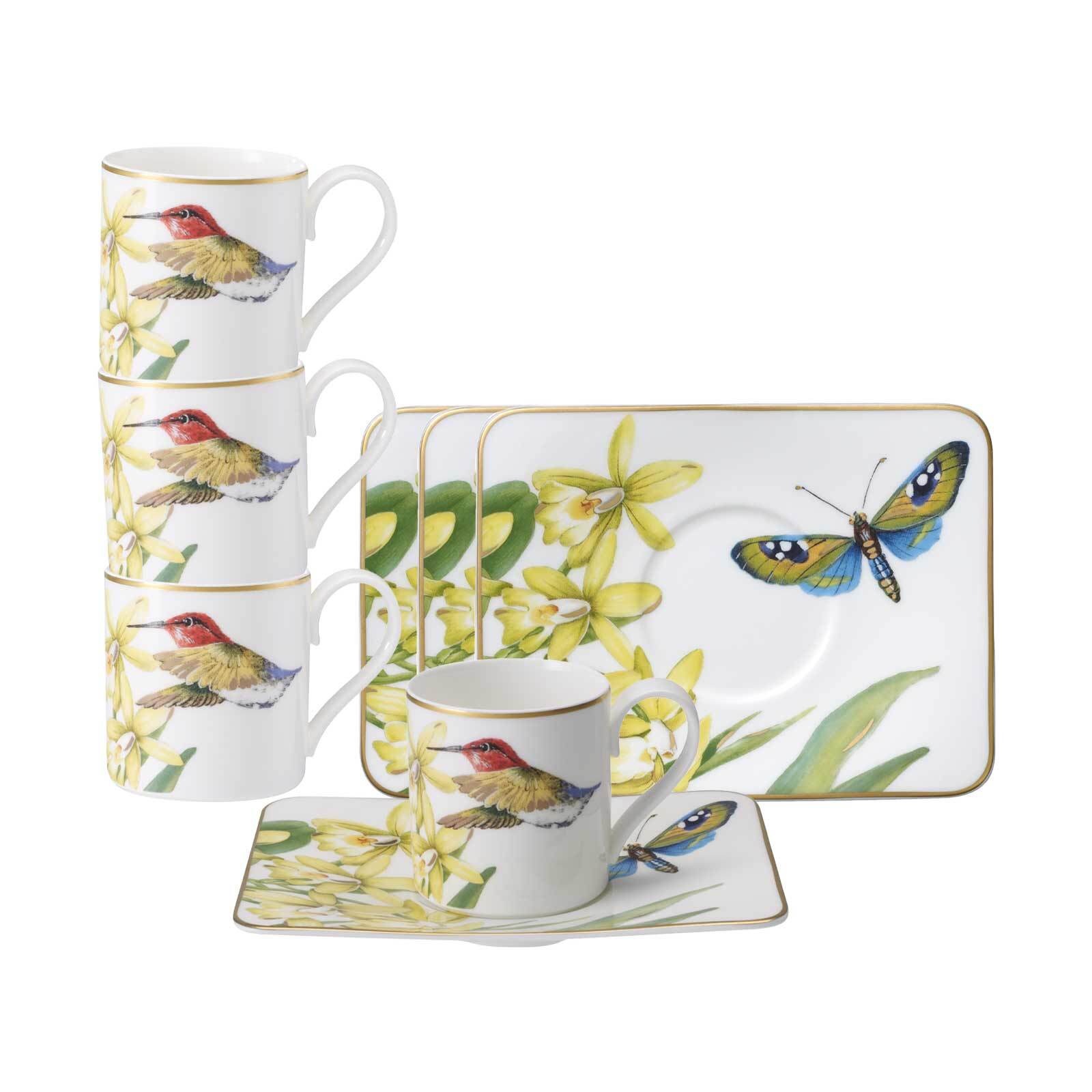Villeroy & Boch Tasse "Espressotassen mit Untertassen Amazonia 60 ml 4er Set bunt" Handwäsche wird empfohlen