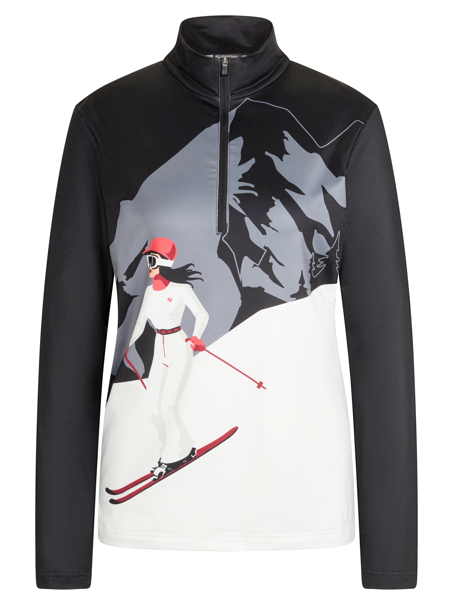 Ziener Sweatshirt "JAILA-Z DAMEN", Stretchmaterial, wärmend, funktionell, halber Front-Reißverschluss