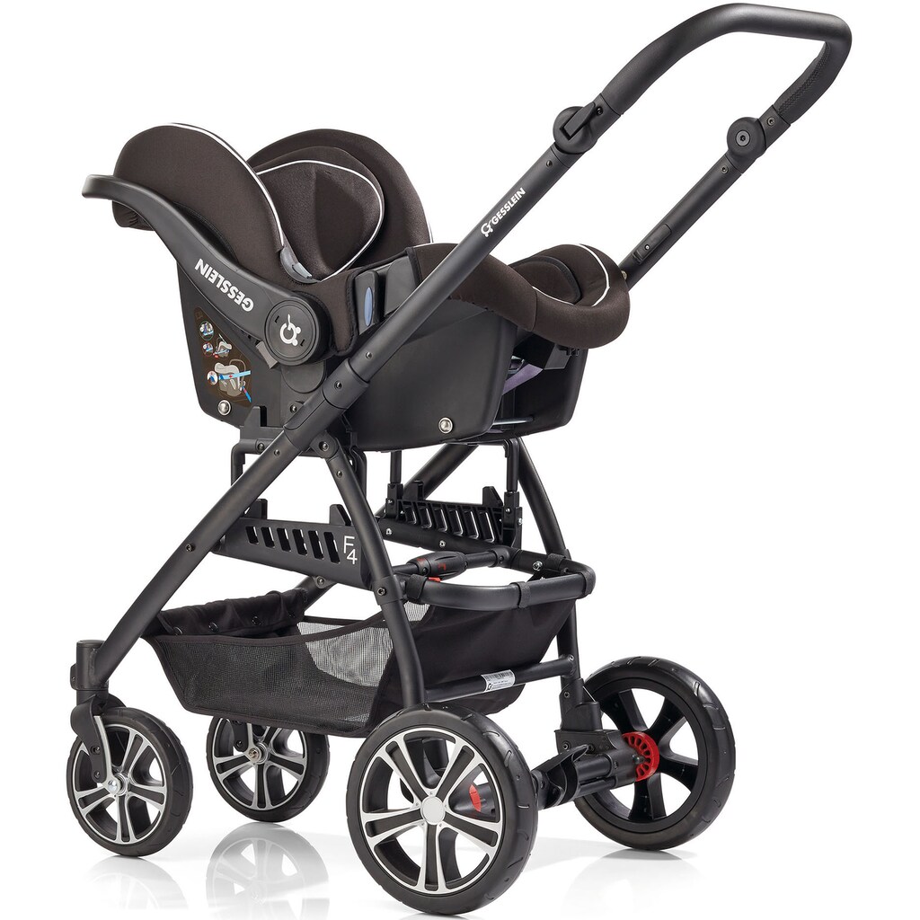 Gesslein Kombi-Kinderwagen »F4 Air+, schwarz/tabak, granitgrau/petrol Tupfen«, mit Tragetasche C2 Compact; Design & Handarbeit aus Deutschland