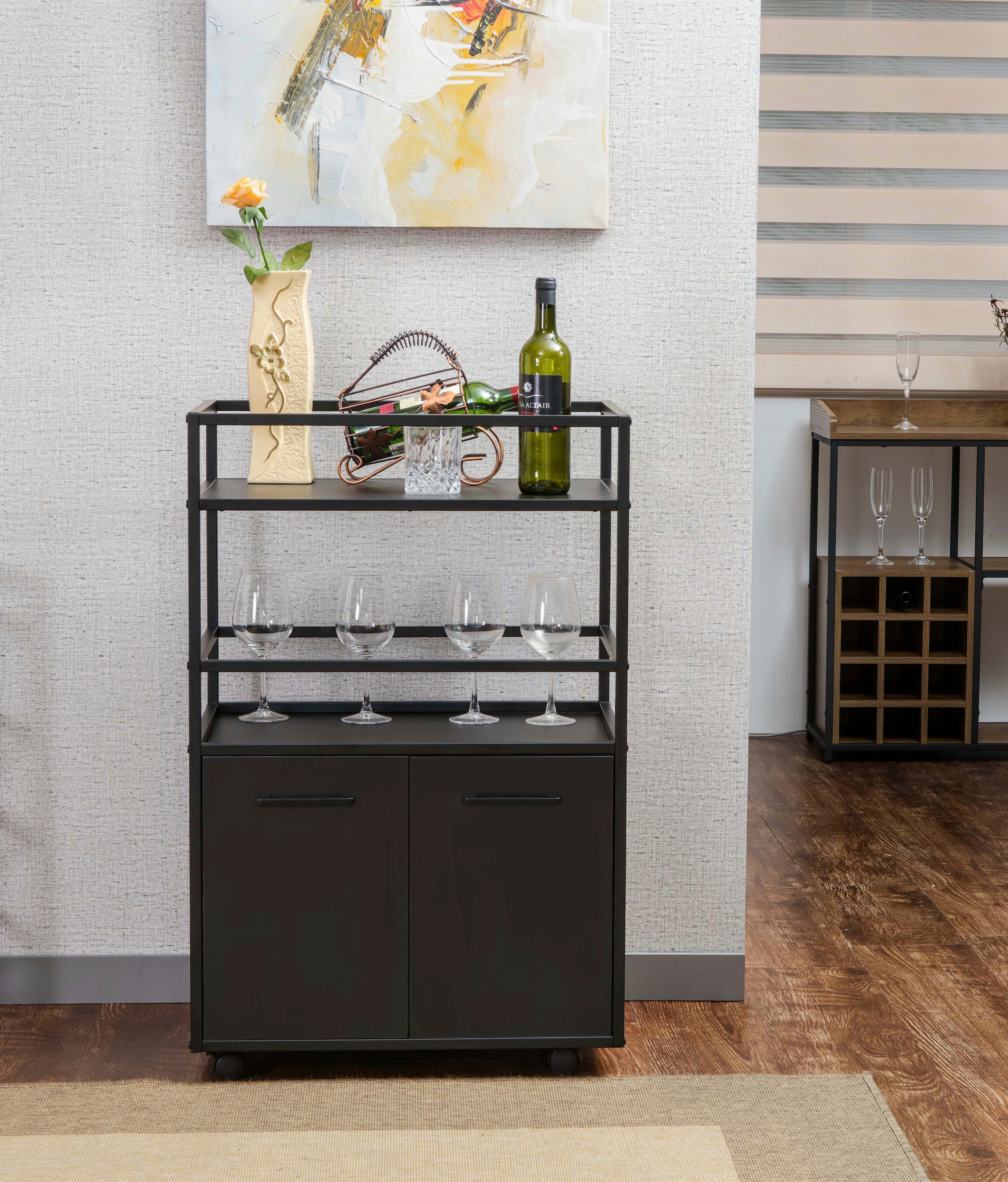 Home affaire Barschrank »Perth« 1 Stk. tlg. Barschrank mit 2 Türen & offenem Fach - (B/T/H) 60/40/94 cm