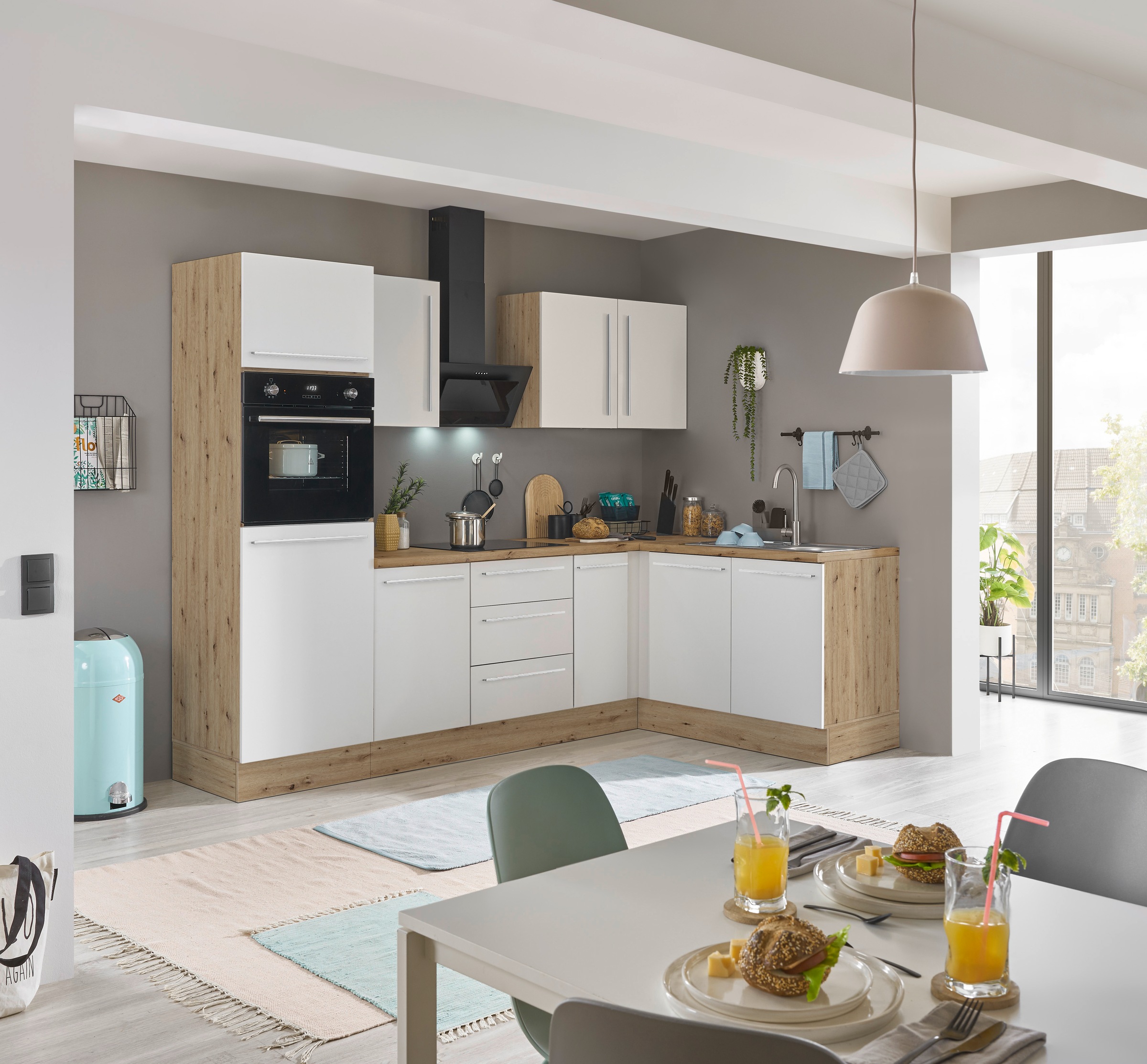 KOCHSTATION Winkelküche »Florida, Stellbreite 270x165 cm« wahlweise mit E-Geräten, mit Softclose für Türen und Schubkästen