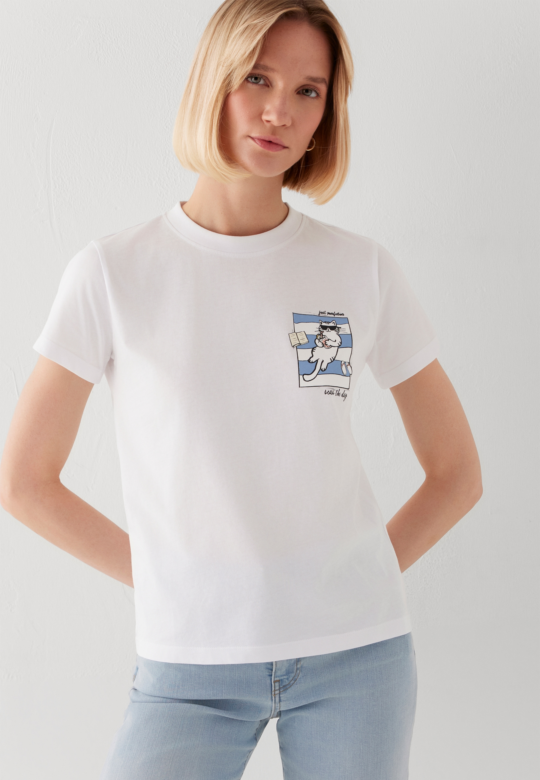 Mavi "CAT PRINTED T-SHIRT" Katzenprint T-Shirt