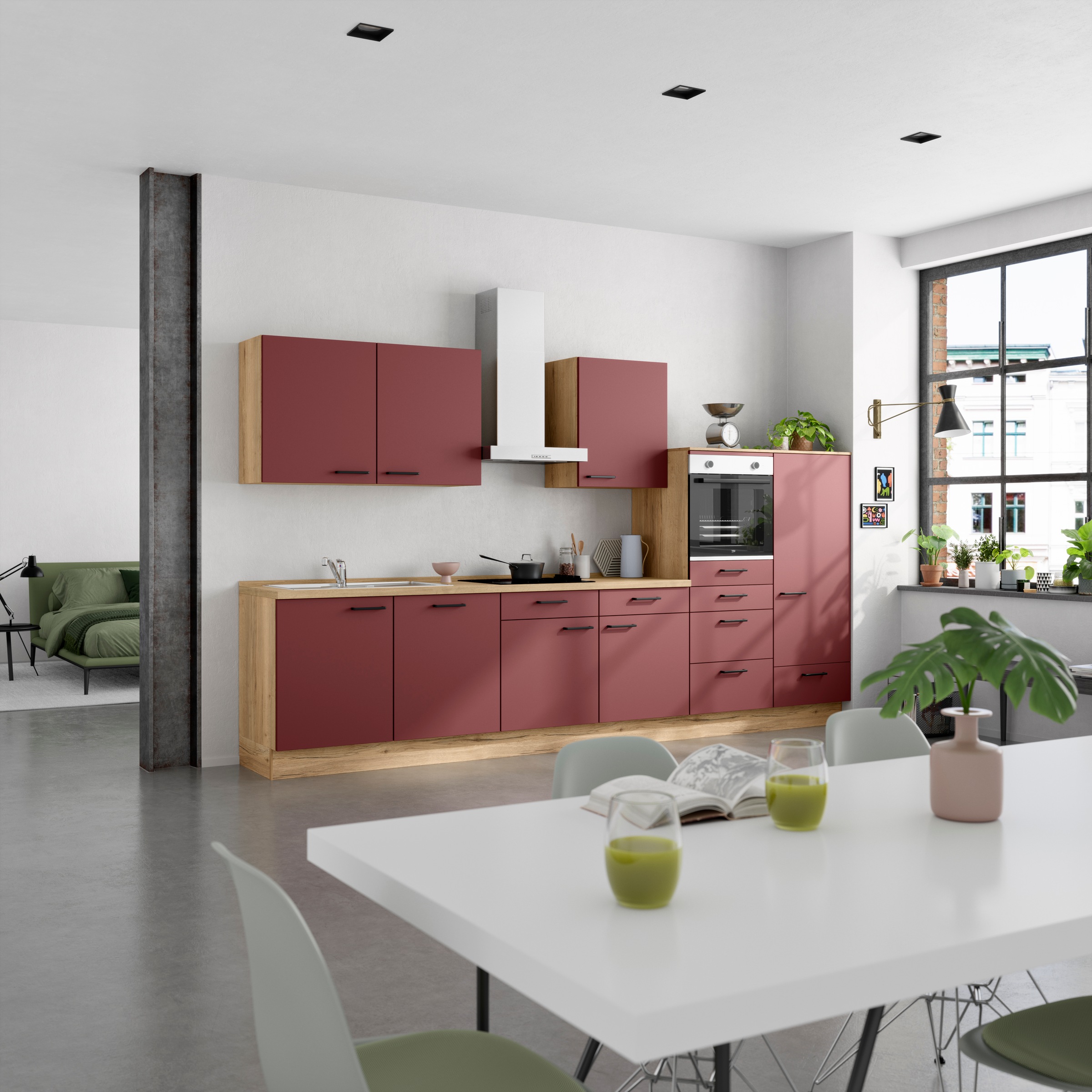 nobilia® Küchenzeile »"Easytouch I"«, vormontiert, Ausrichtung wählbar, Breite 360 cm, wahlw. mit E-Geräten