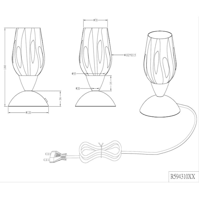 Becherform, | Leuchten Schreibtischlampe flammig-flammig, BAUR »Cup«, Tischlampe, Dimmer Glas bestellen weiß, 1 matt, Nickel Touch E14 TRIO