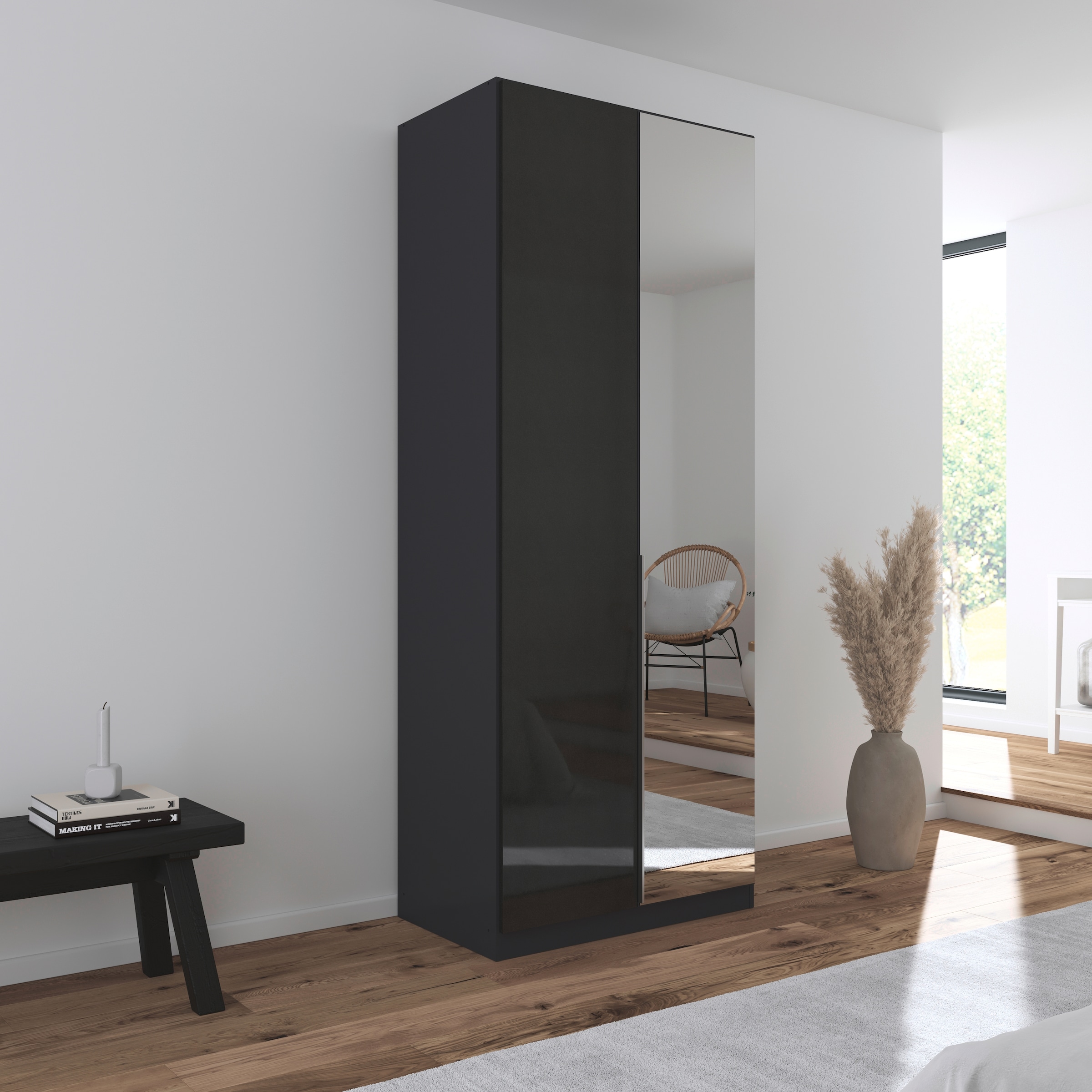 rauch Drehtürenschrank »Kleiderschrank Schrank Garderobe AGORDO mit Dekor- oder Hochglanzfront«, (in zwei Griff-Farben), durchdachte Innenausstattung, in 6 Breiten und 2 Höhen MADE IN GERMANY