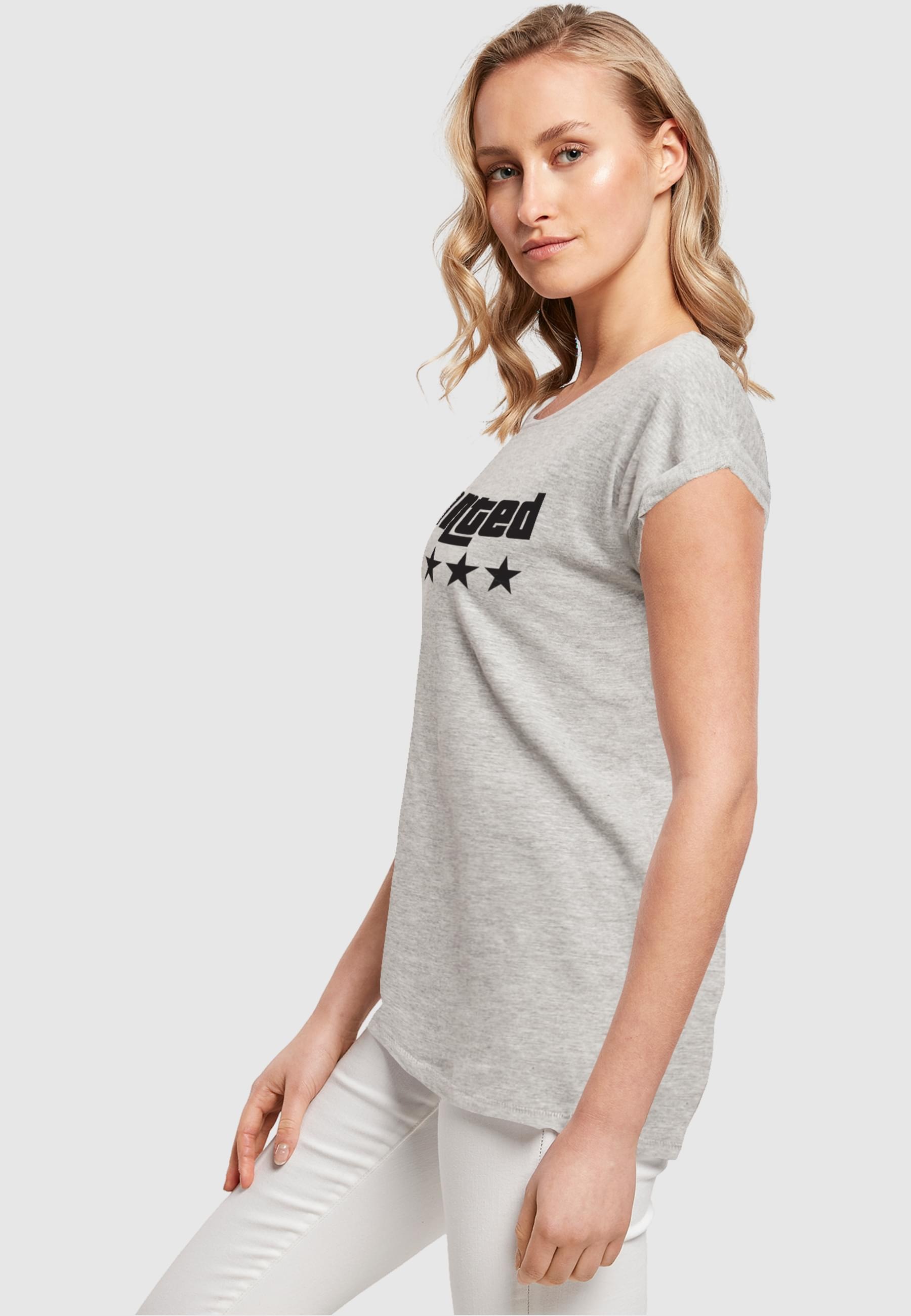Merchcode online BAUR Tee«, (1 kaufen Extended Shoulder »Damen Laides Wanted | tlg.) T-Shirt