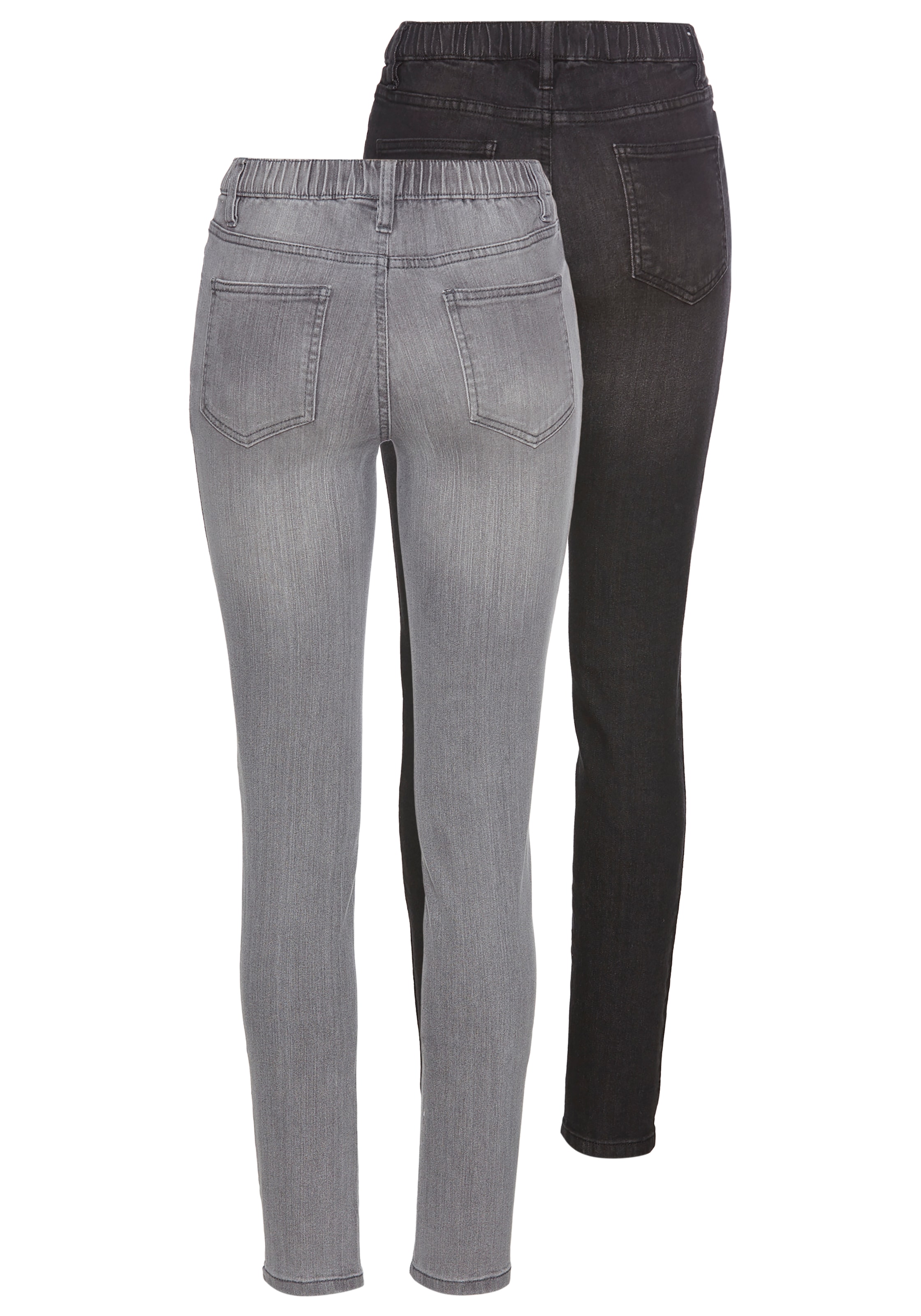 Arizona Jeansjeggings, (Packung, 2er-Pack), enge Passform, Röhrenjeans, Used-Look-Waschung, hohe Leibhöhe