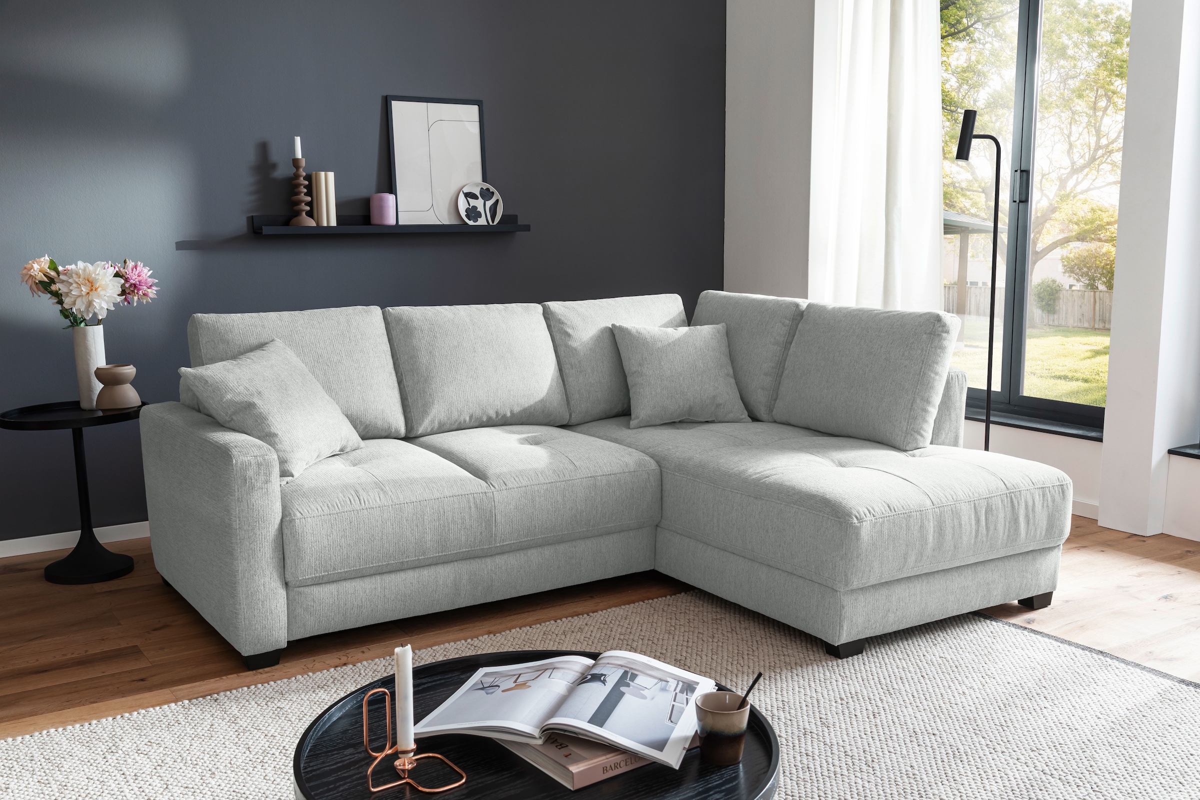Mr. Couch Ecksofa »Pierre, L-Form mit BoxSpring«, Mit Boxpring-Taschenfederkern