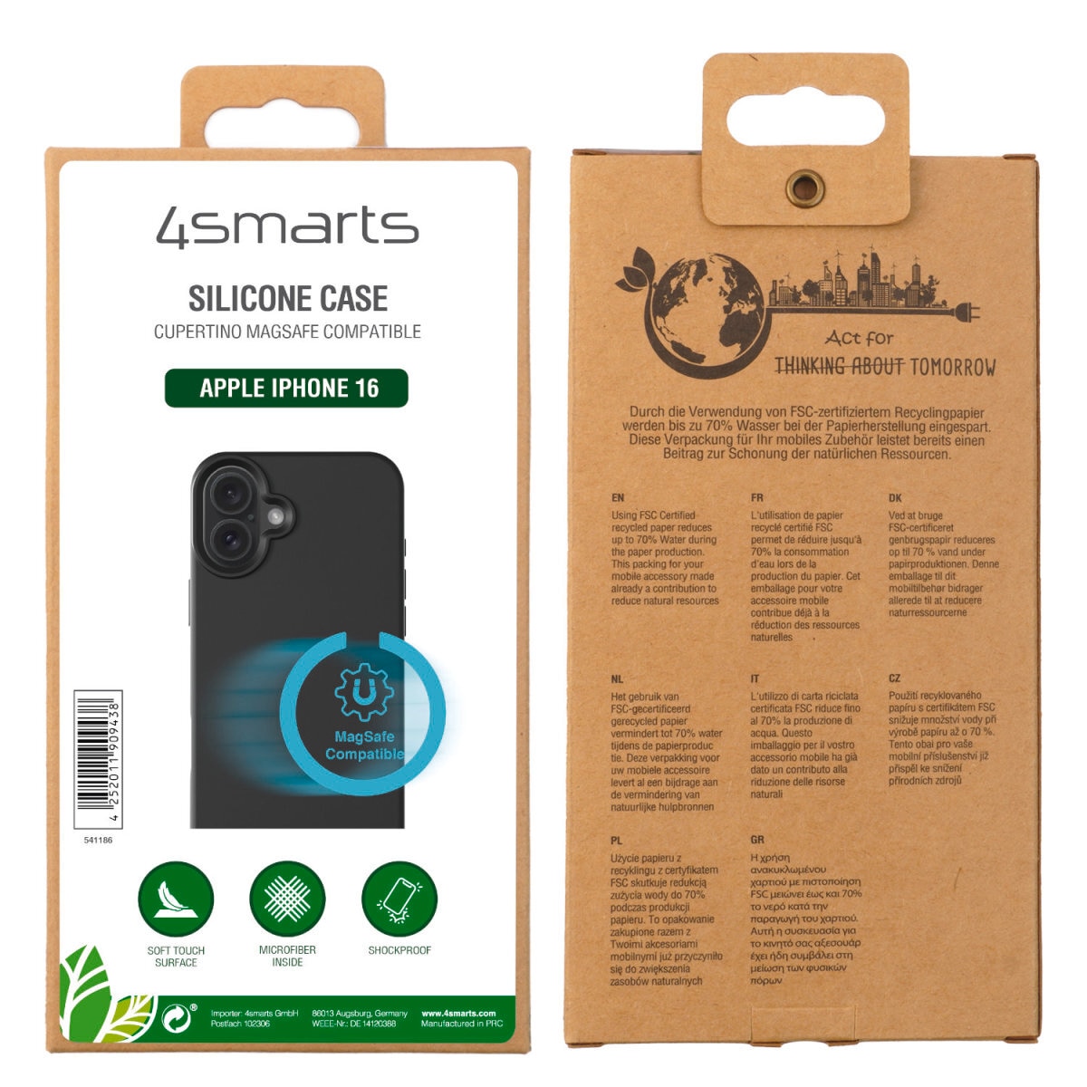 4smarts Handyhülle »Silikon Case Cupertino für Apple iPhone 16«, Backcover, Schutzhülle, Handyschutzhülle, Case, Schutzcase, stoßfest