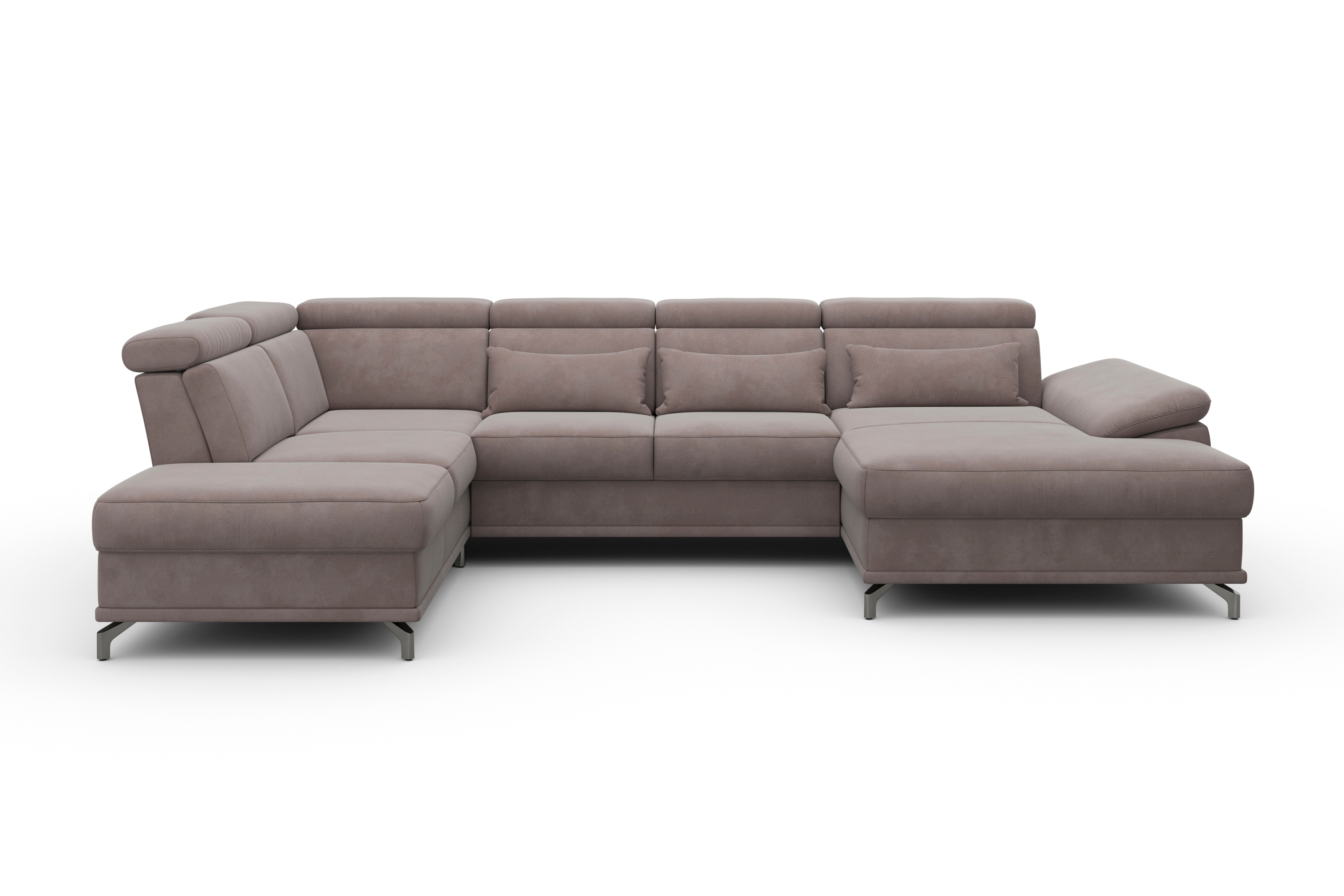 sit&more Wohnlandschaft "Cabrio U-Form, B: 359 cm, mit Sitztiefen-, Arm- & Kopfteilverstellung" 3 Nierenkissen, Federkern, mit Schlaffunktion und Stauraum