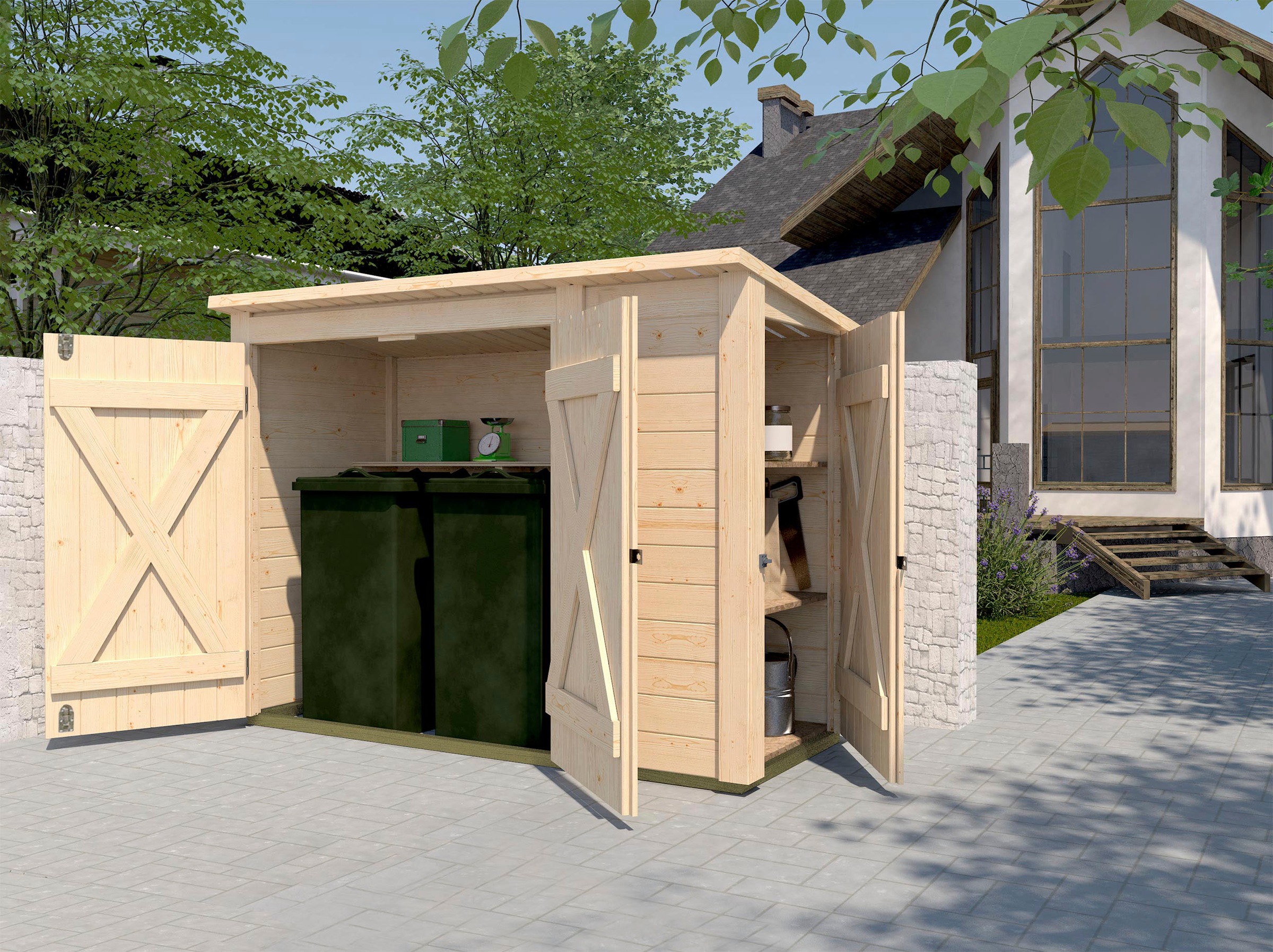 weka Gerätehaus ""Multibox" mit Regalsystem, 19mm-Pultdach mit Bitumendachb günstig online kaufen