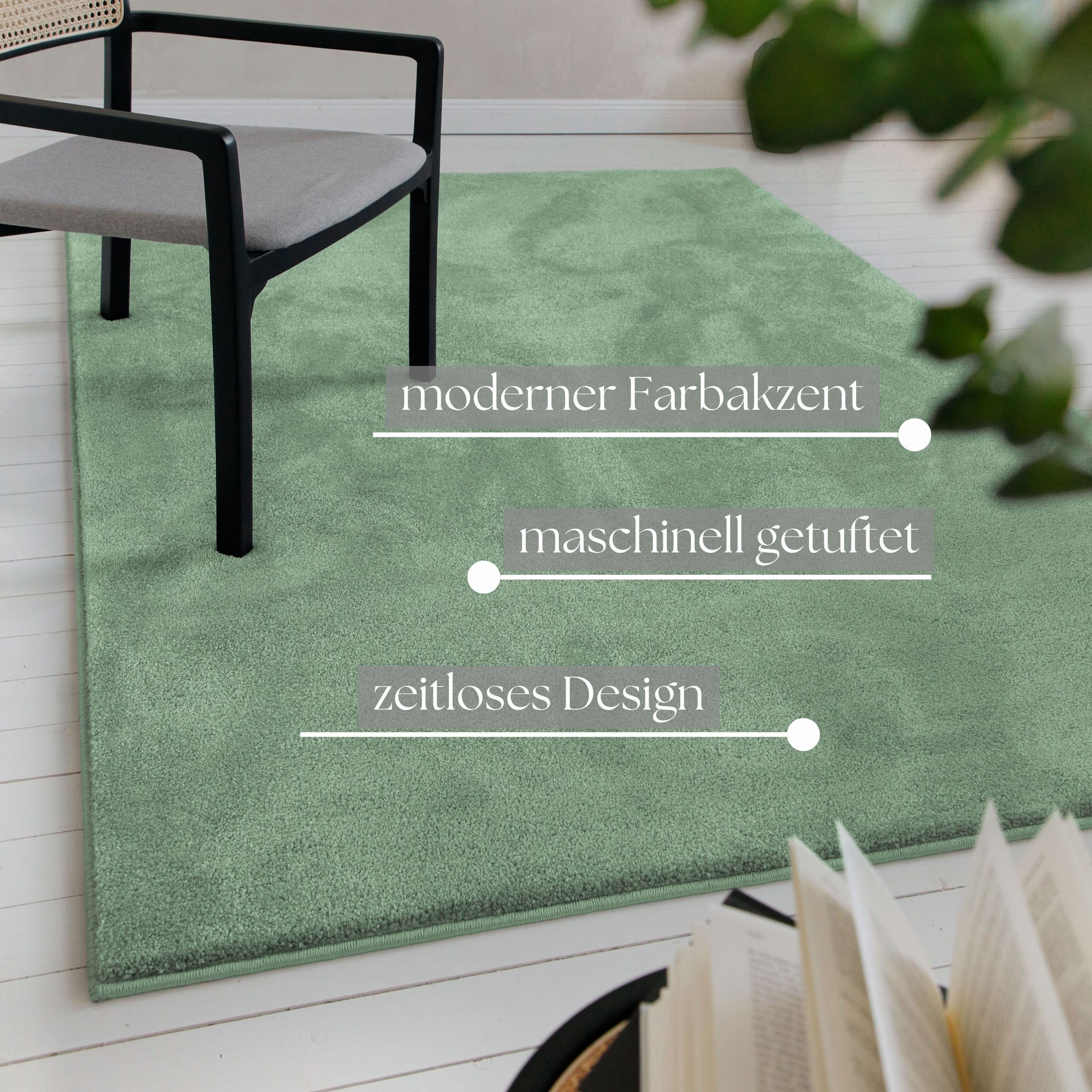 Thumbnail - OTTO home Teppich "Lisbea" rechteckig 17 mm Höhe moderner dichter weicher Kurzflorteppich, Wohnzimmer, Schlafzimmer