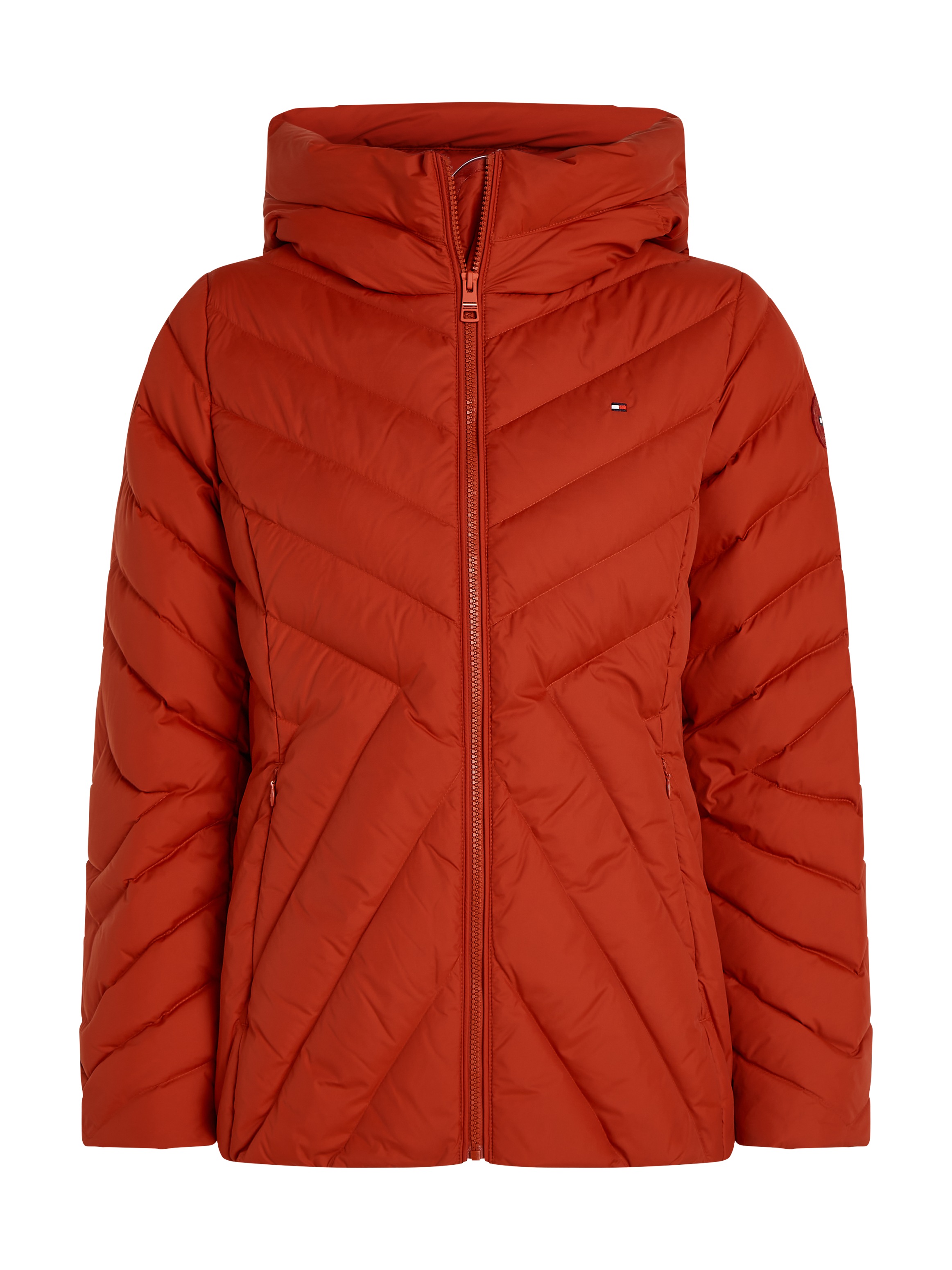 Tommy Hilfiger Steppjacke »CHEVRON MW PADDED JACKET«, mit Kapuze, mit mittelstarker Wattierung und Tommy Hilfiger Markenlabel