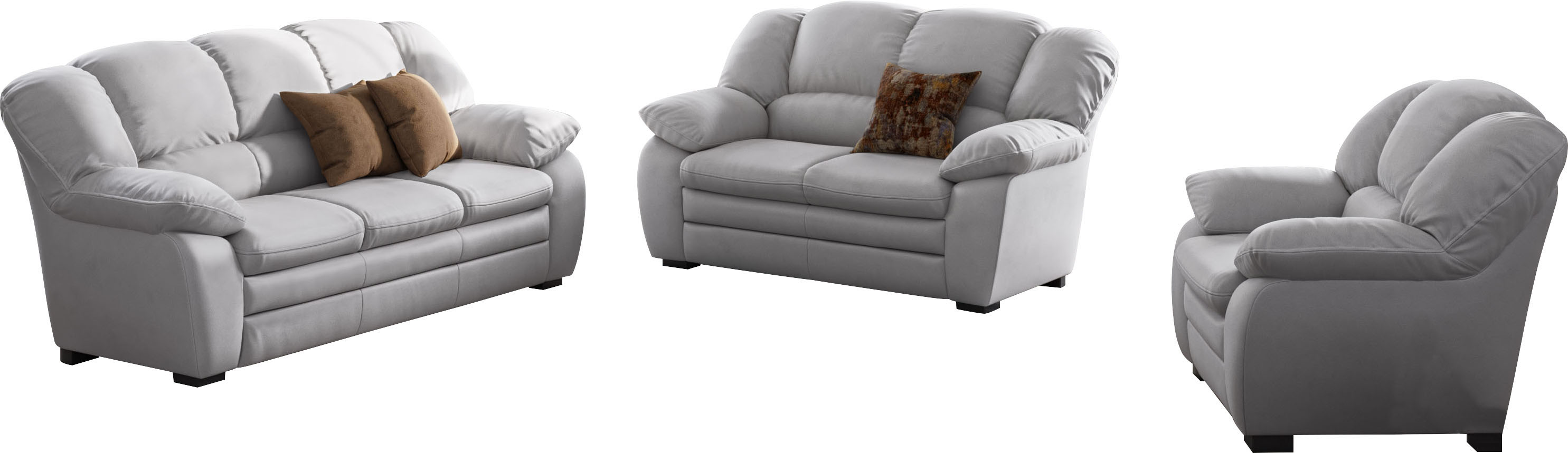 COTTA Polstergarnitur "Casino, 3tlg. Set, Sofa Wohnzimmer Garnitur, Wellenunterfederung" Set, 3 tlg. Sessel, 2-Sitzer, 2,5-Sitzer, hohe Rückenlehne