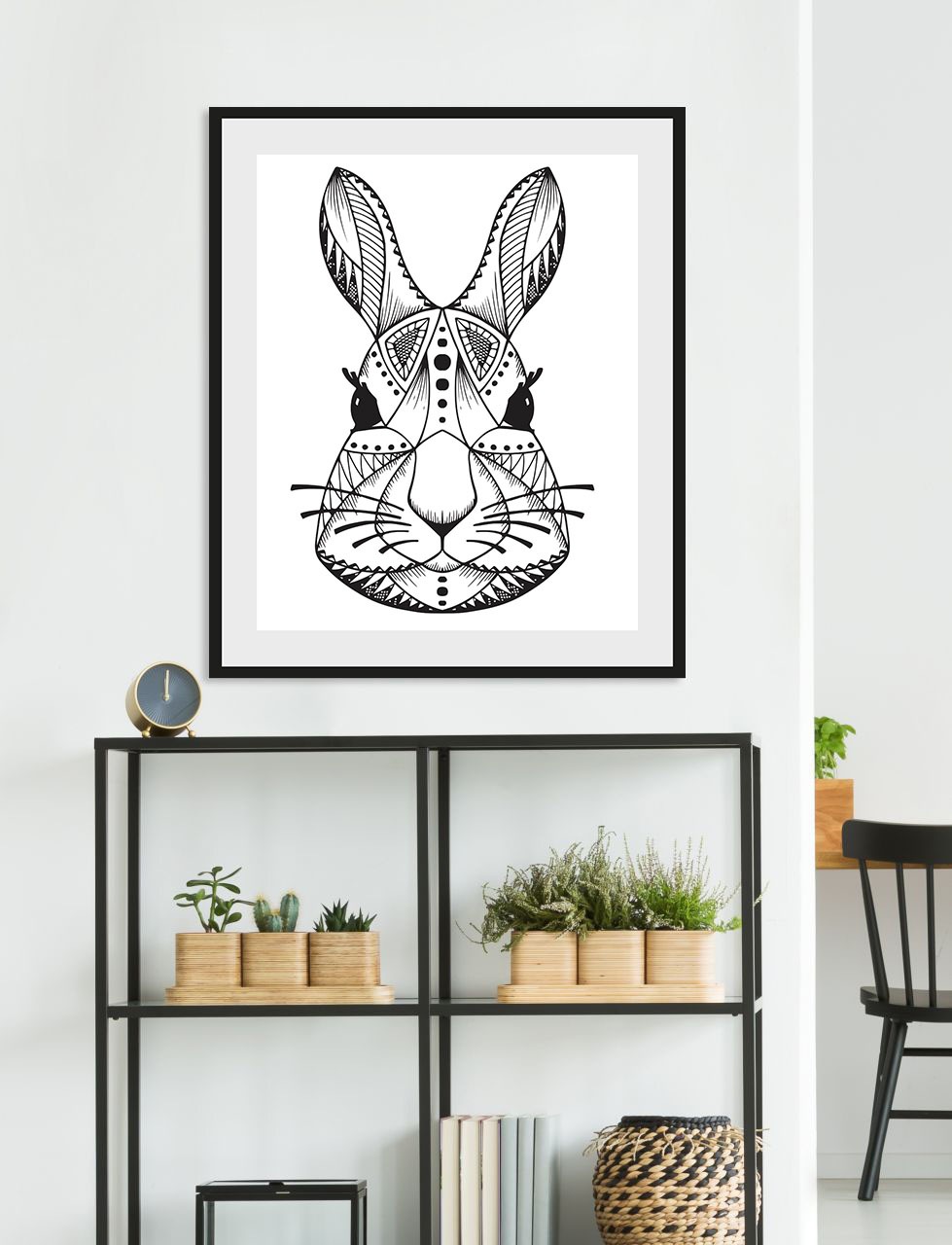 queence Bild "Edvin", Hase-Hasen-Schwarz-Weiß-Kunst-Haustiere-Figuren-Abstr günstig online kaufen