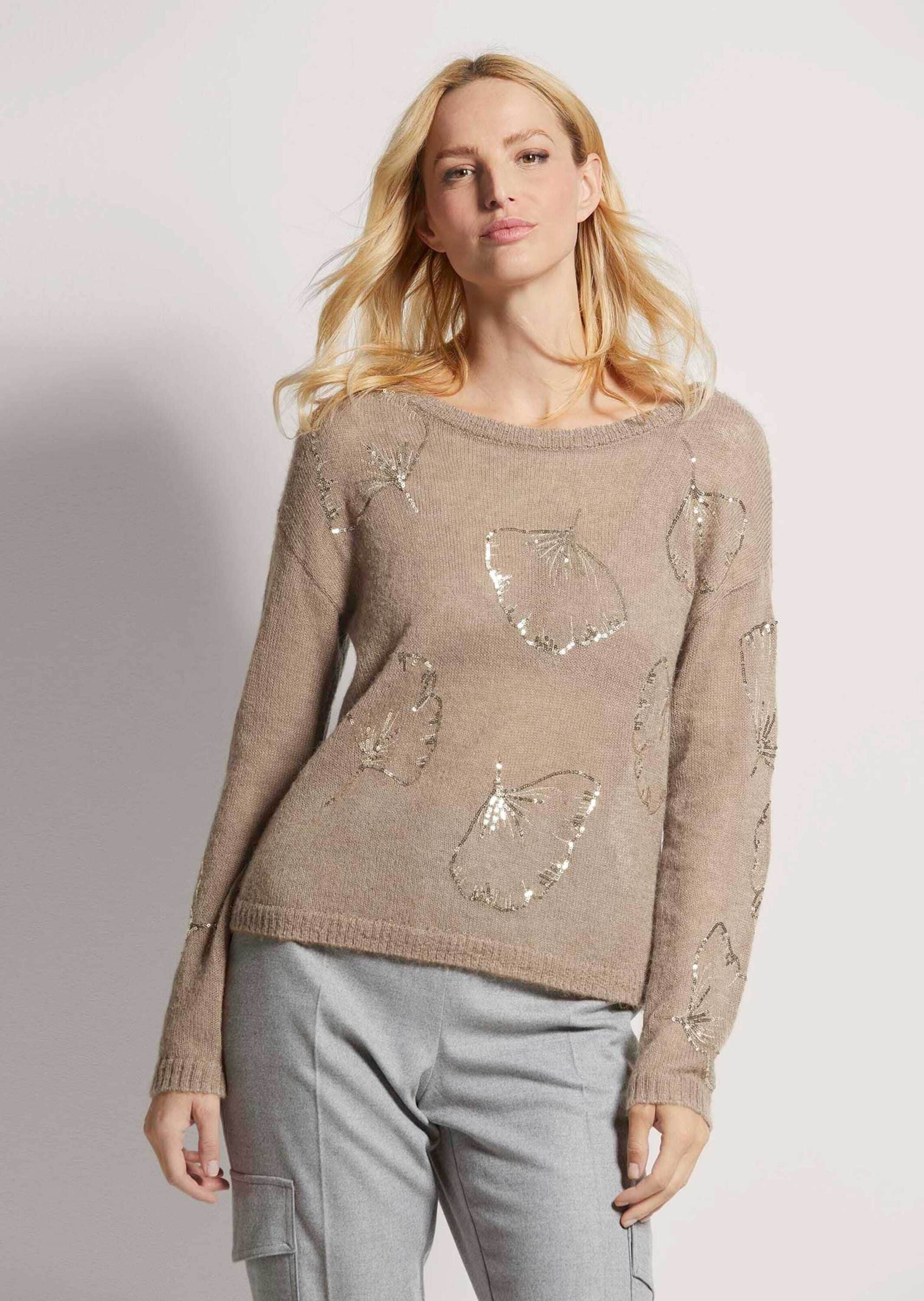 MADELEINE Longpullover »Pullover Rundhals-Pullover mit Pailletten«