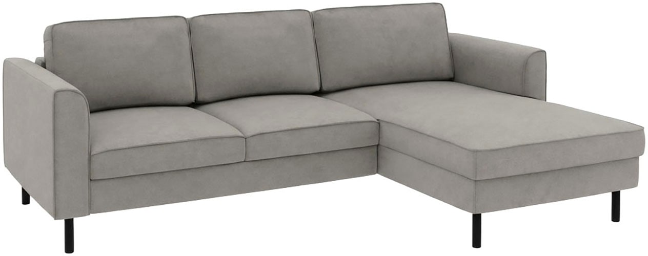 Home affaire Ecksofa »Booster II, whlw. mit Schlaffunktion & Bettkasten, Fuß schwarz« Recamiere beidseitig montierbar,L-Form, in Cord & Struktur LEO o. LINO