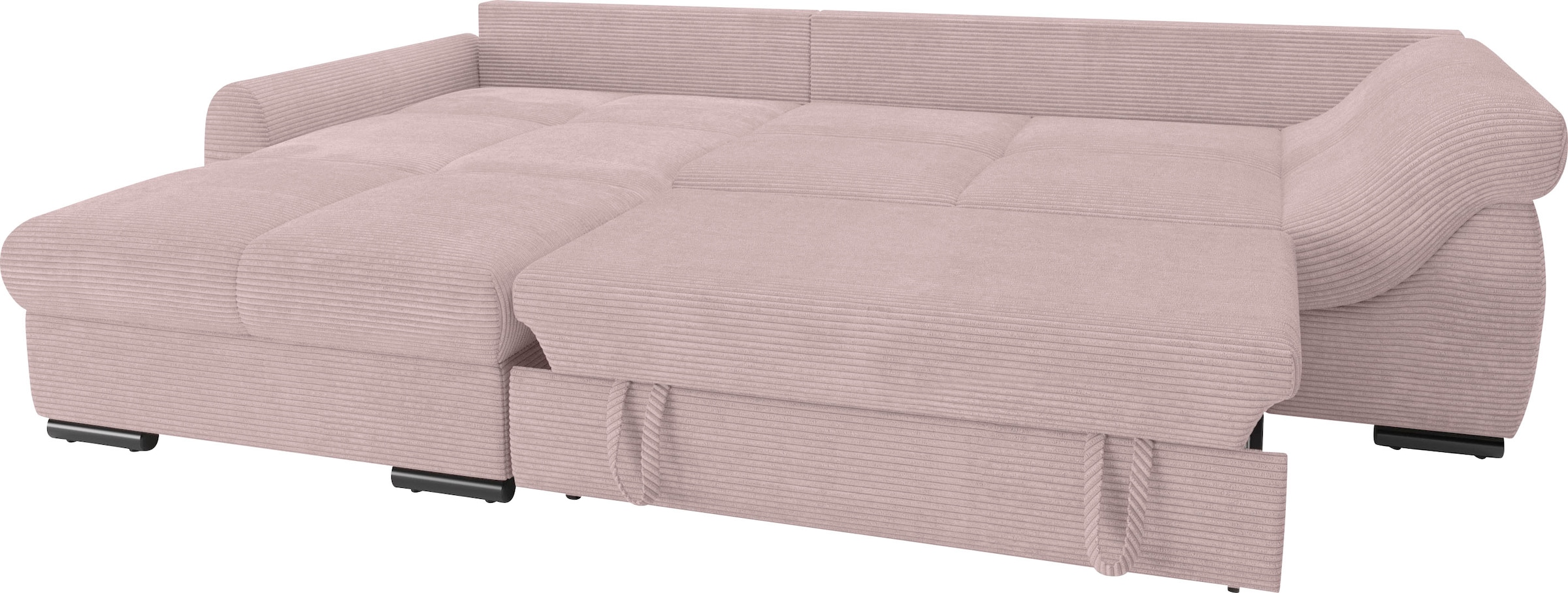 Mr. Couch Ecksofa »Livorno DuraFlex L-Form«, inkl. Hochschläfer-Bettauszug, XL-Bettkasten weiß beschichtet