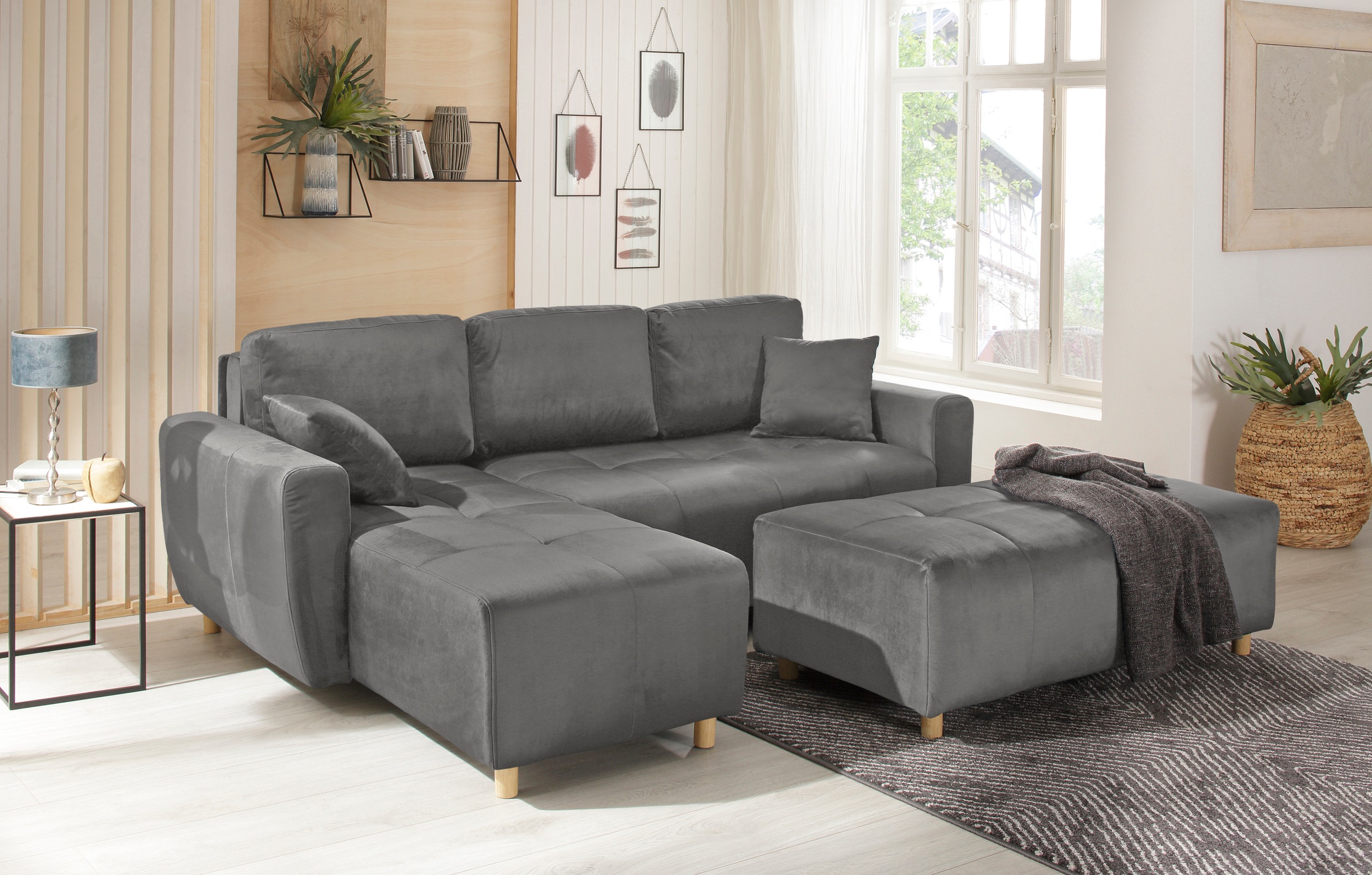 Home affaire Ecksofa »Scania L-Form«, wahlweise mit Bettfunktion und Bettkasten