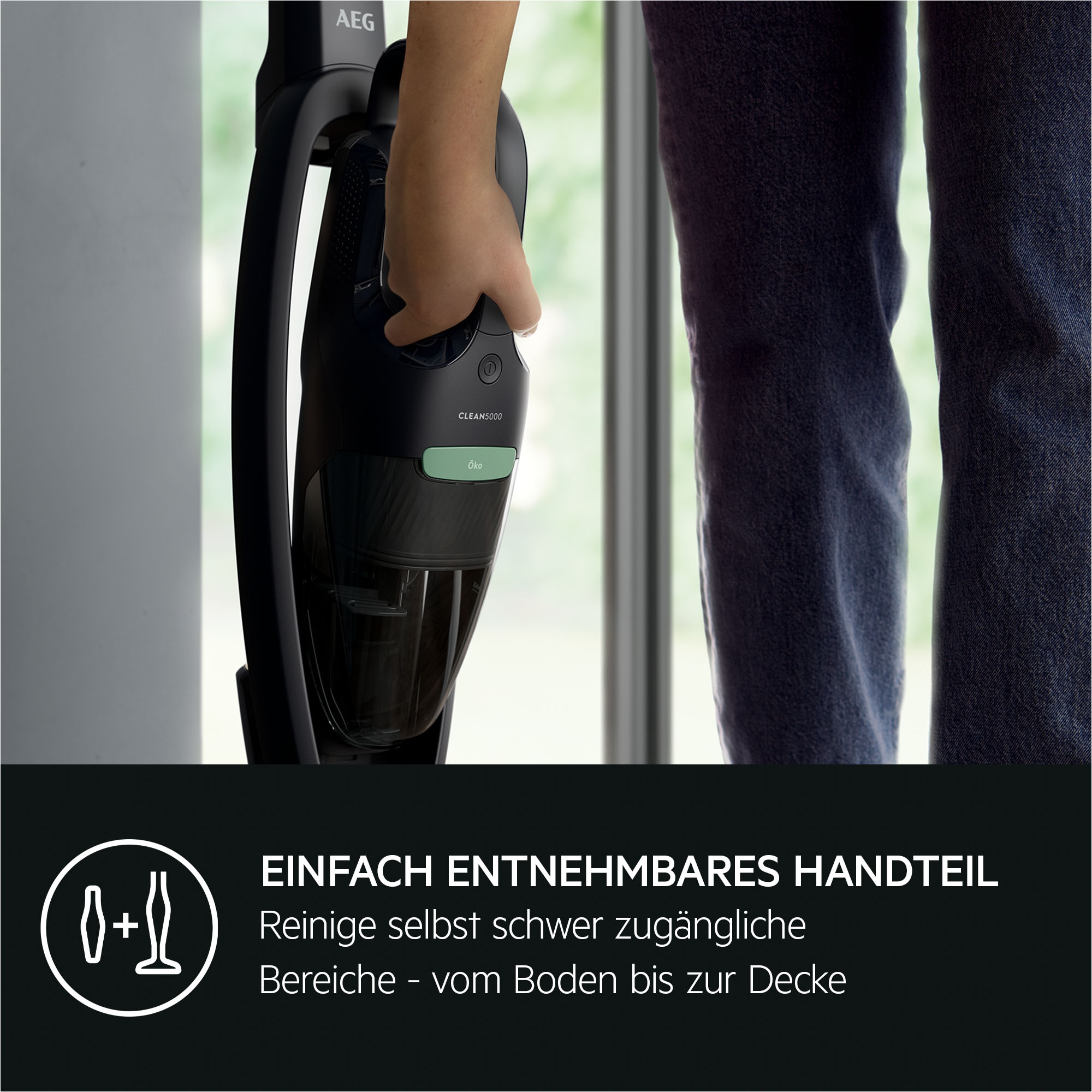 AEG Akku-Hand-und Stielstaubsauger »CLEAN 5000 ÖKO (AS52B21OKO)« 2in1, leise 79 dB(A), 74 % Recyclingmaterial, bis zu 50 Min. Laufzeit