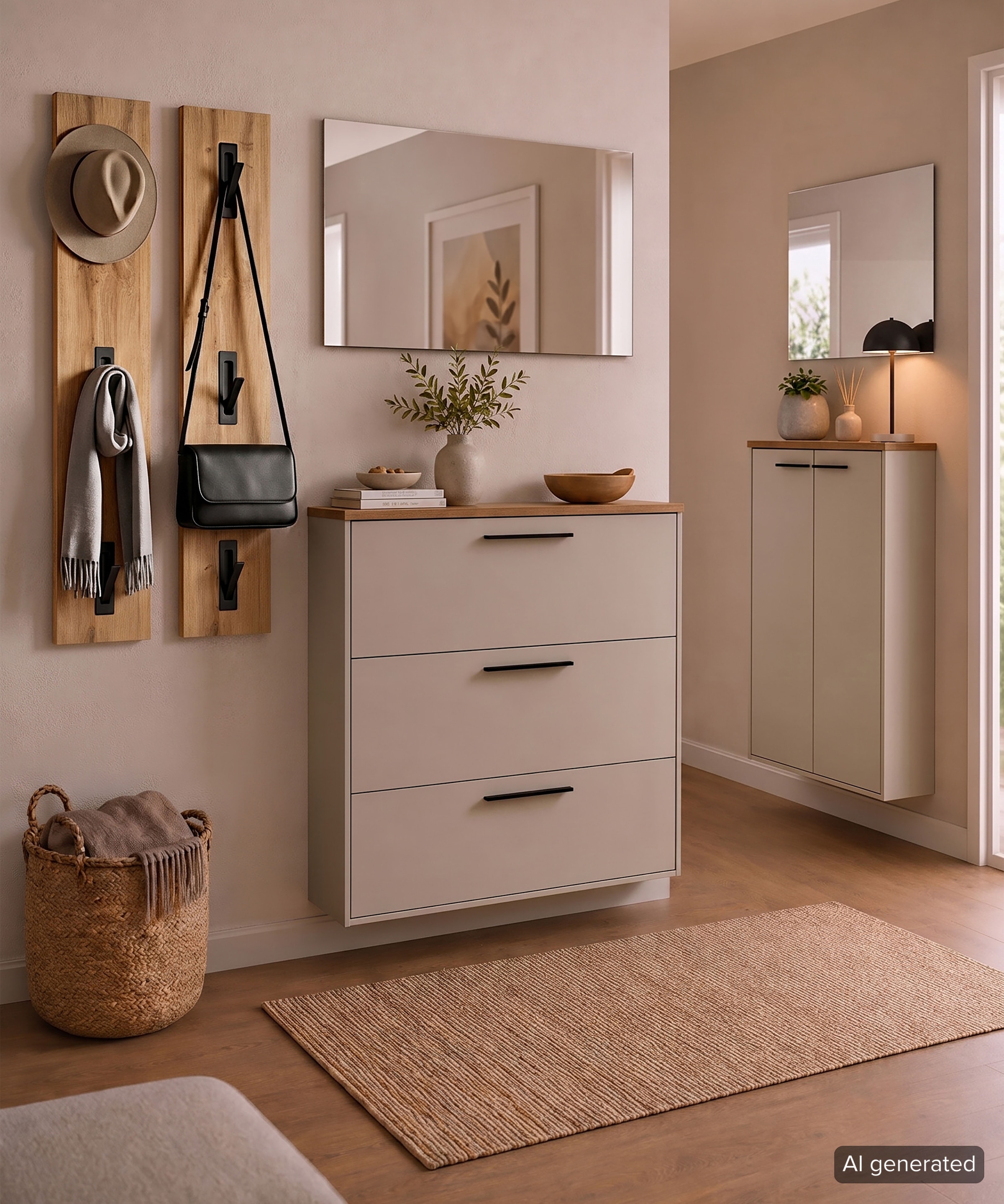 Schildmeyer Garderobenpaneel »Saga, mit 3 ausklappbaren Kleiderhaken, Made in Germany« 1 Stk. tlg. Fühlbare Holzstruktur, Made in Germany