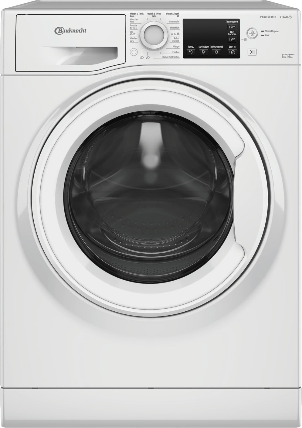 BAUKNECHT Waschtrockner "WT SUPER ECO 86 43 N" 8 kg /6 kg 75 dB(A) Flecken 40C – entfernt mehr als 100 Flecken, ganz ohne Vorbehandlung