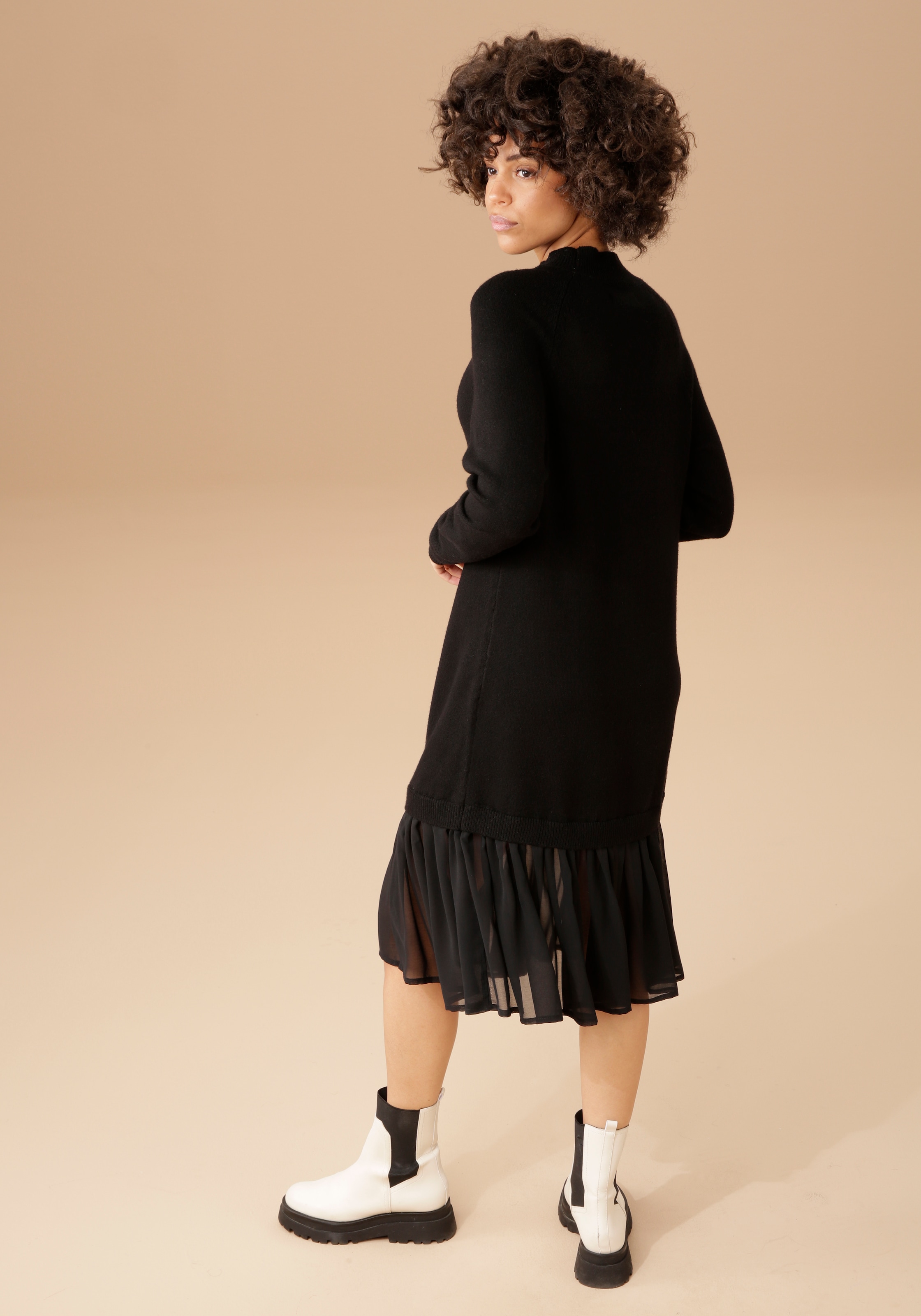 Aniston CASUAL Strickkleid, mit Chiffon-Volant für kaufen | BAUR