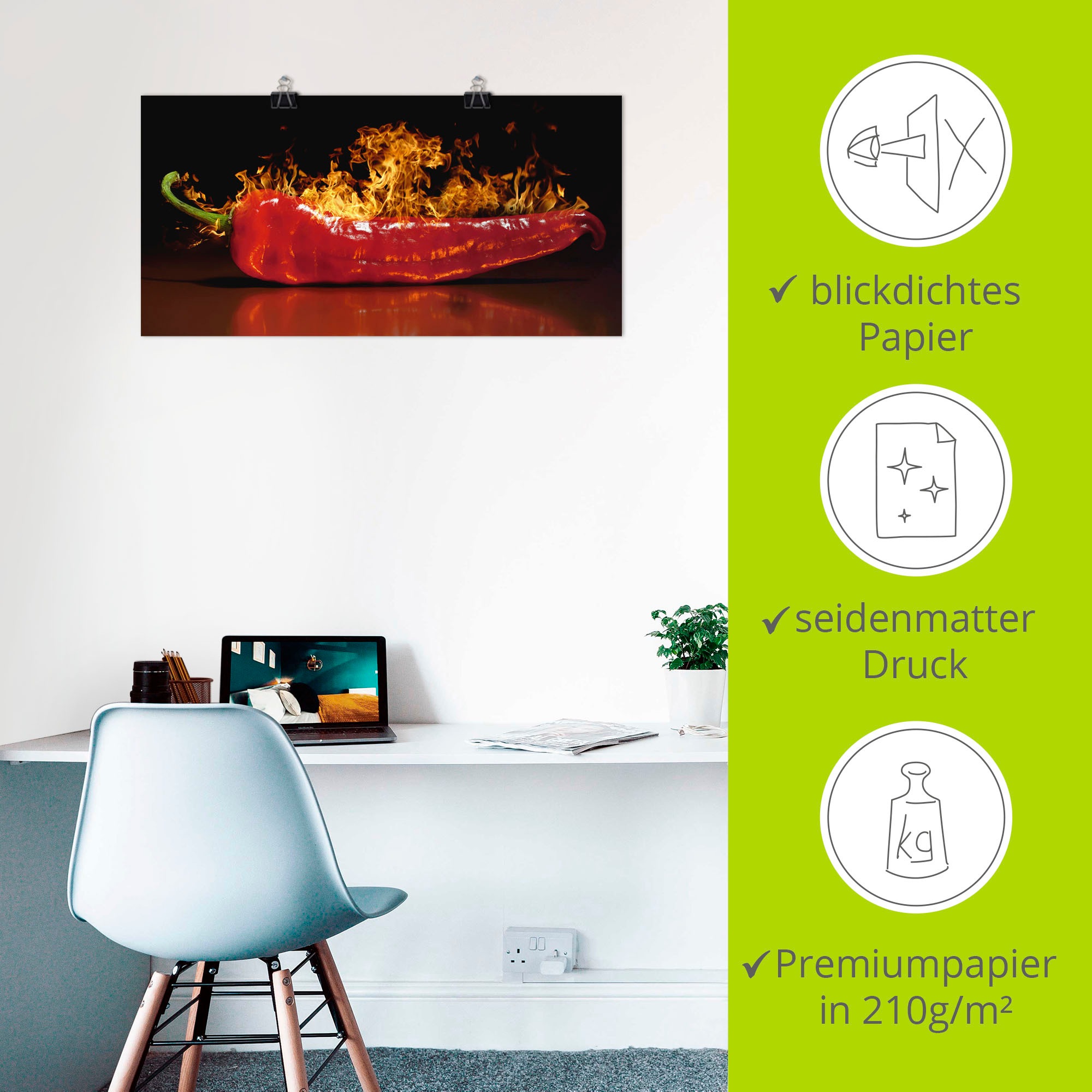 Artland Wandbild »Roter scharfer Chilipfeffer«, Lebensmittel, (1 St.), als Alubild, Outdoorbild, Leinwandbild, Poster, Wandaufkleber