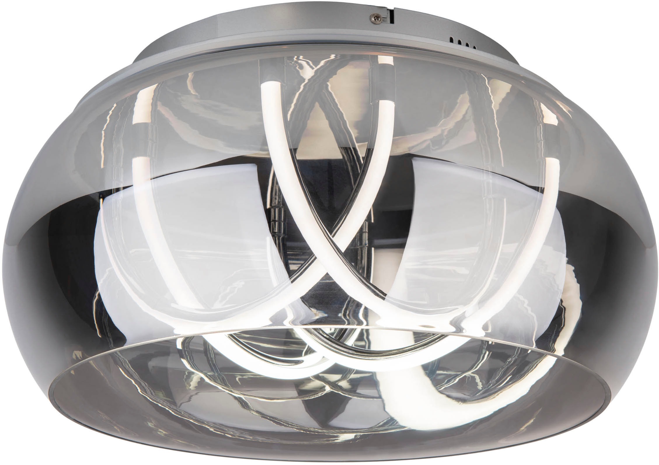 näve LED Deckenleuchte »Malou«, 1 flammig, Leuchtmittel LED-Modul | LED fest integriert, CCT, Memory, Nachtlicht, dimmbar, Funkfernbedienung, Glas smokey