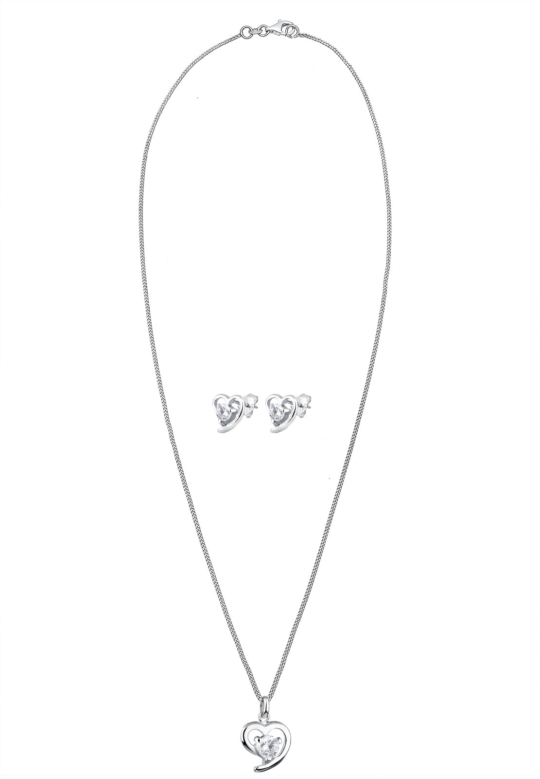 Elli Schmuckset »Herz Zirkonia Weiß 925 Sterling Silber«