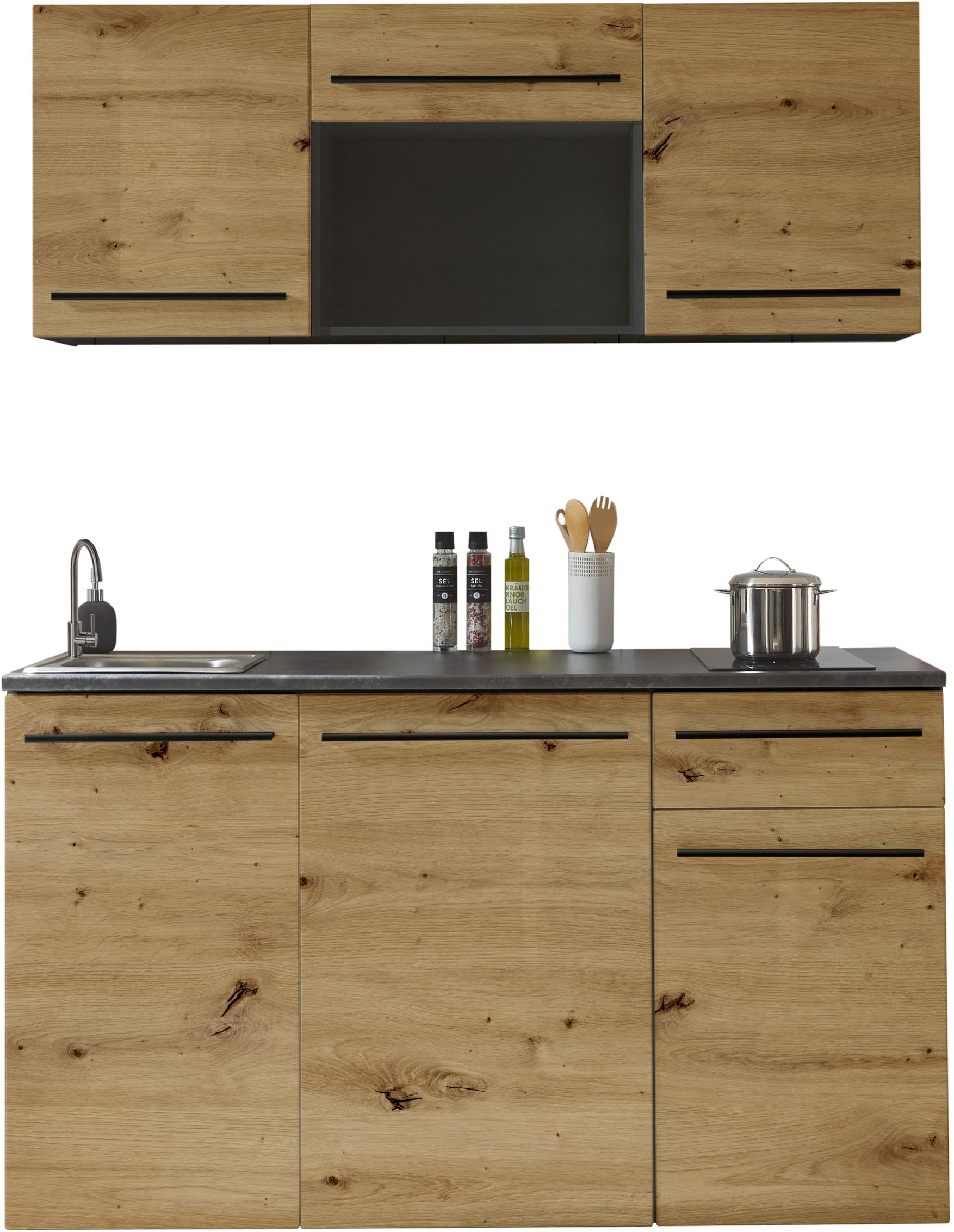 BASIC by Balculina Küchenzeile »Jazz Singleküche«, Breite 160 cm, mit und ohne Geräte lieferbar