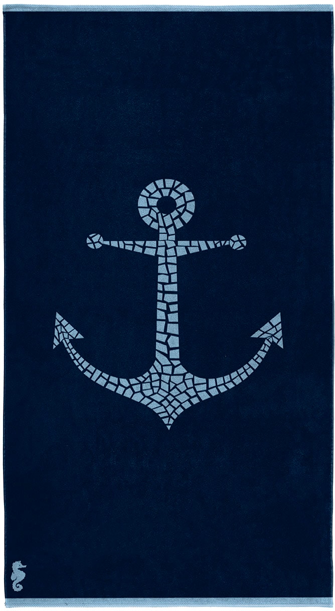 Seahorse Strandtuch "Captain" 100x180, für Strand und Pool, maritim, Anker günstig online kaufen