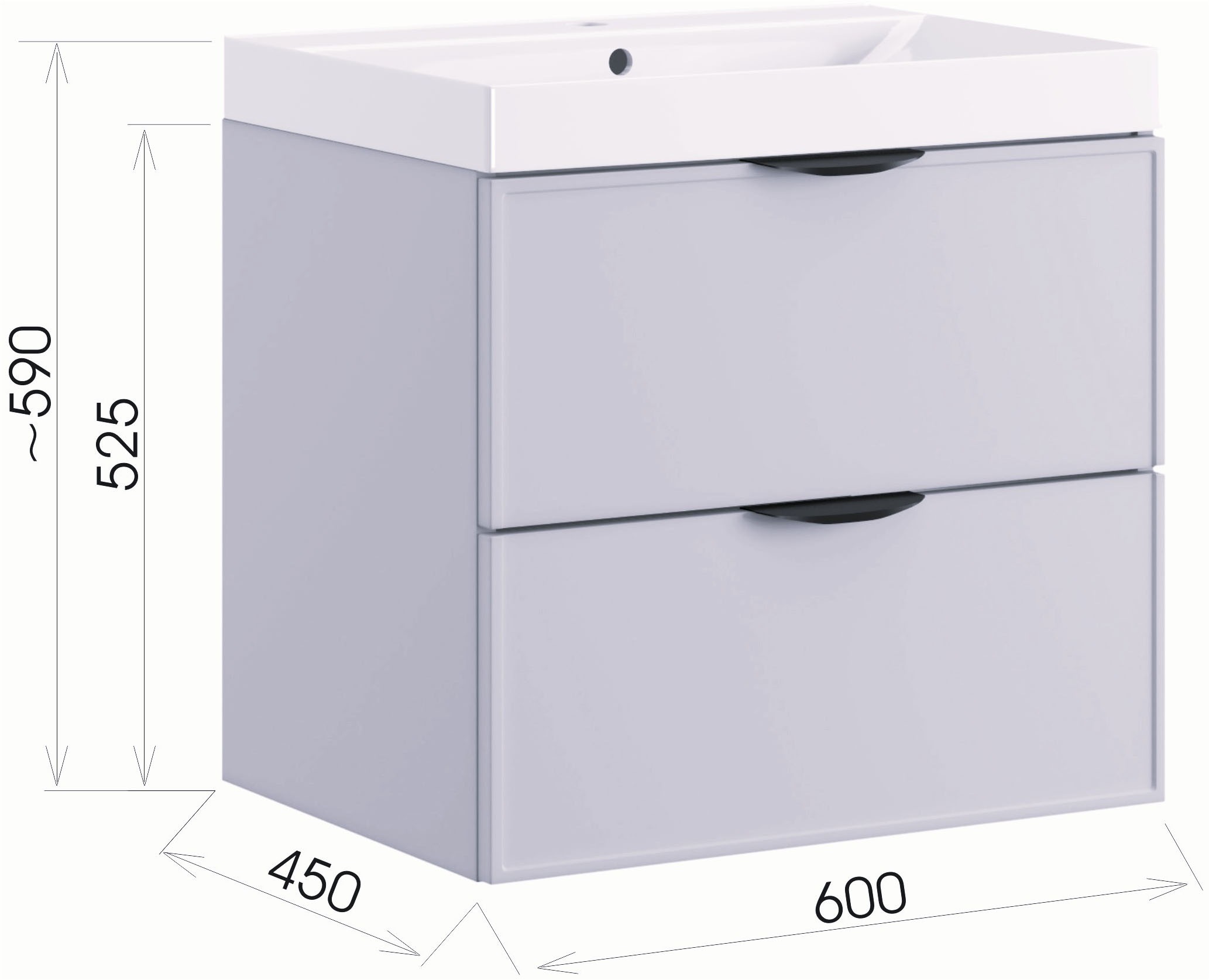 welltime Waschtisch »FLOW SIMPLE mit Waschbecken, Breite 60 oder 80cm, modernes Design« Schrank mit 2 Schubladen, Soft-Close-Function, in 2 Breiten erhältlich