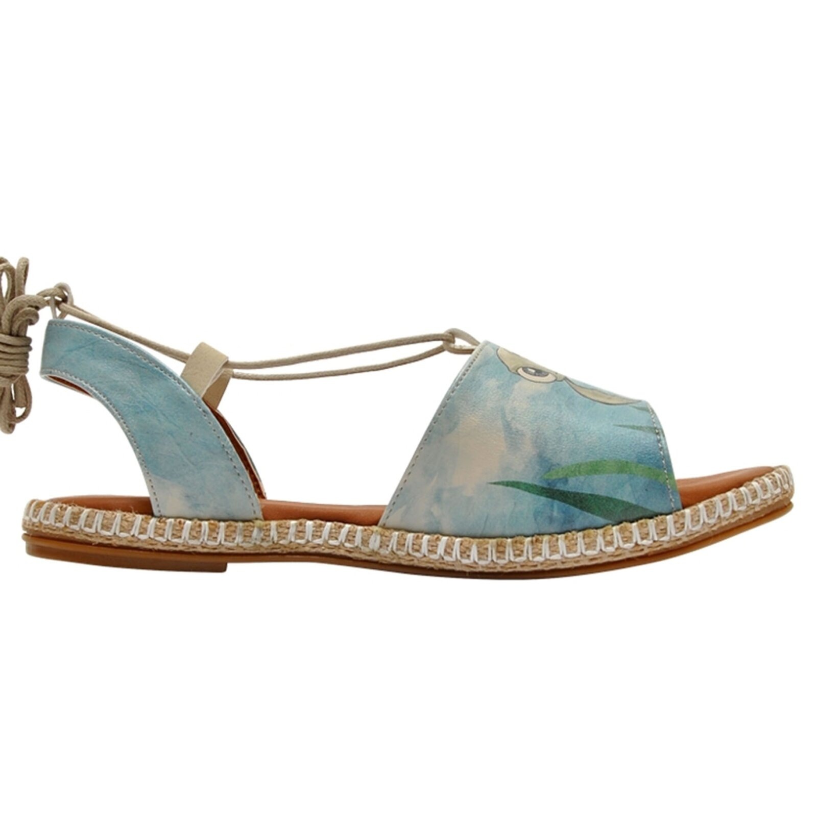 Sandale DOGO "Hazel Victor Bicycles Damen Sandalen, Hazel Spread Your Wings", Damen, Gr. 39, Normalschaft, blau, Lederimitat, Schuhe Sandale, Handgefertigt 2