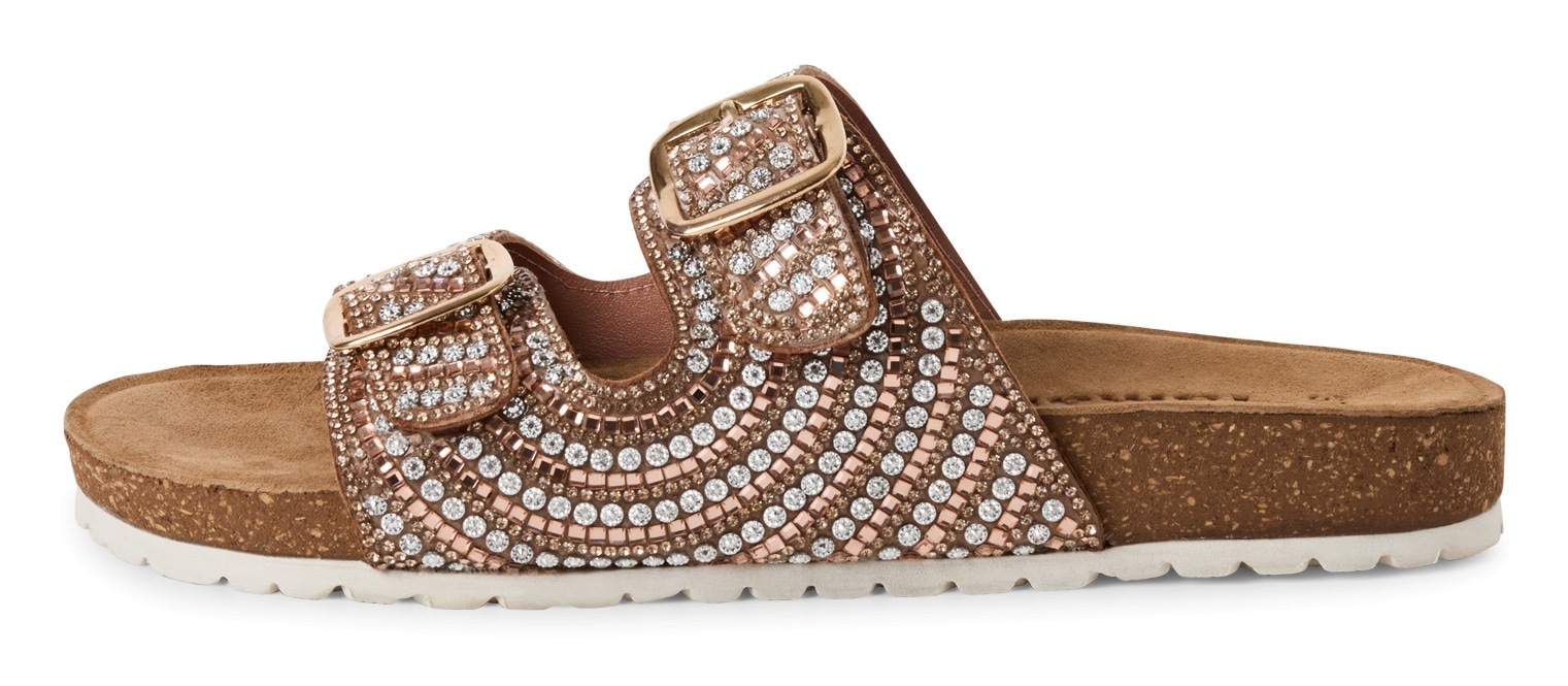 Tamaris Pantolette, Sommerschuh, Schlappen mit funkelnden Schmucksteinen besetzt