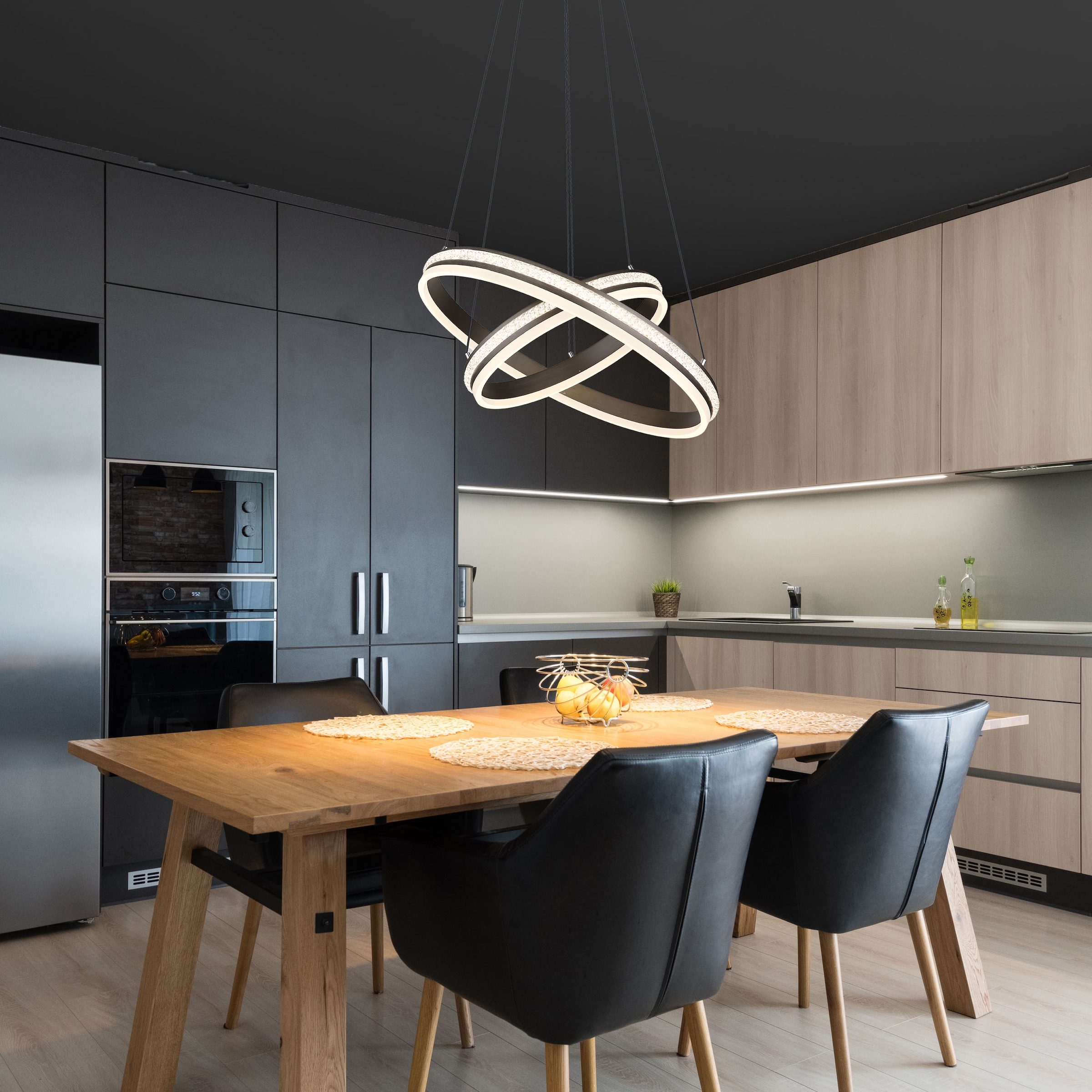 GLOBO LIGHTING LED Pendelleuchte »GROUNI«, Leuchtmittel LED-Modul | LED fest integriert, Hängelampe/Hängeleuchte/Wohnzimmer/Esstisch/elegant