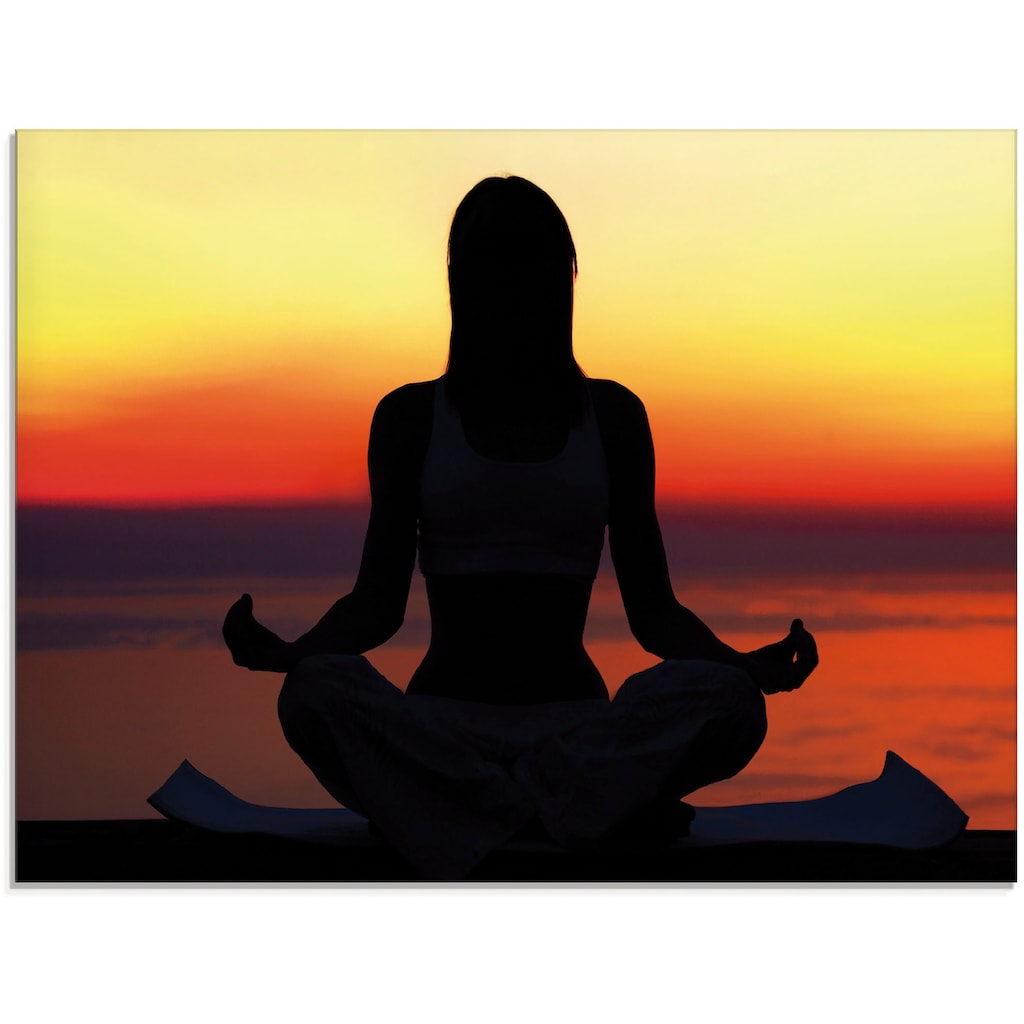 Artland Glasbild »Yoga im Sonnenuntergang«, Spa, (1 St.)