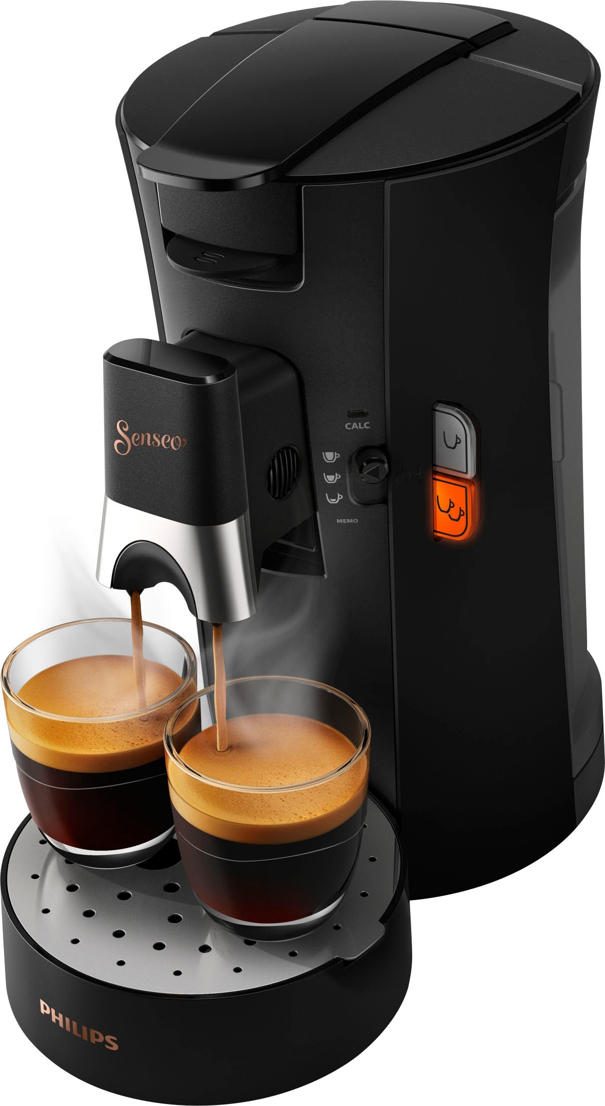 Plastik, Kaffeepadmaschine metal schwarz 3 recyceltem 21% Philips »Select Senseo BAUR aus | Kaffeespezialitäten, mit CSA240/60«,