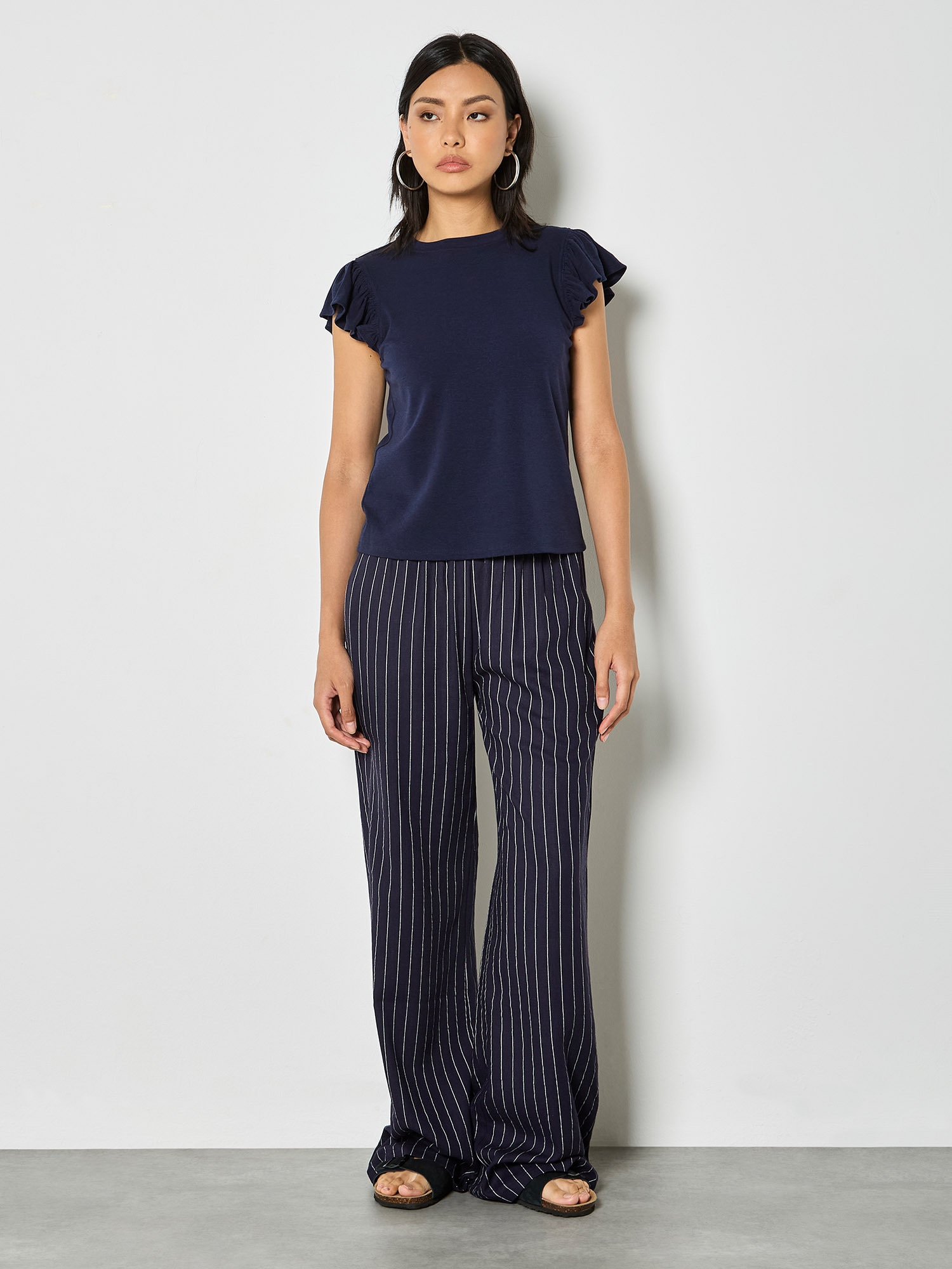 Apricot Leinenhose »Breite Hose aus Leinenmischung«  mit Nadelstreifen