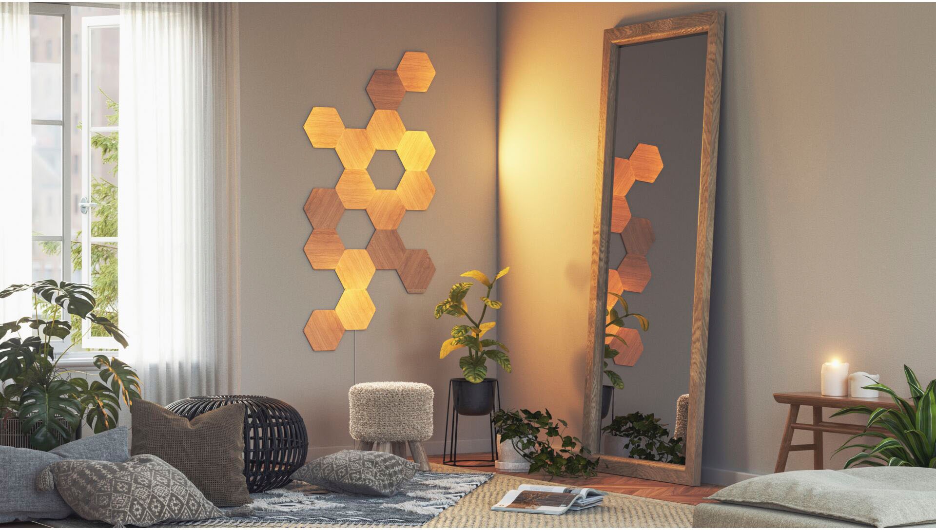 Beleuchtung BAUR »Elements Smarte nanoleaf und Look«, elegante bestellen | Wood Technologie Dekolicht
