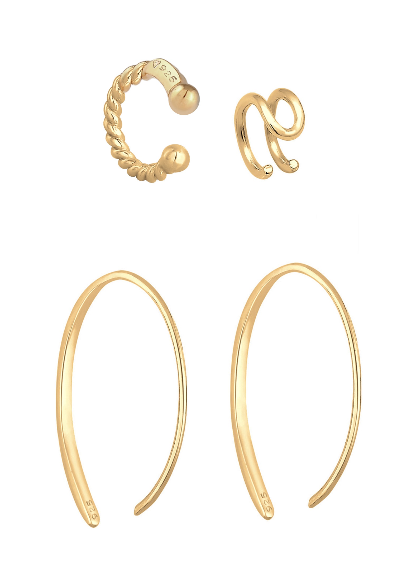 Elli Ohrring-Set »Basic Set Creolen Earcuff Blogger Trend 925 Silber«