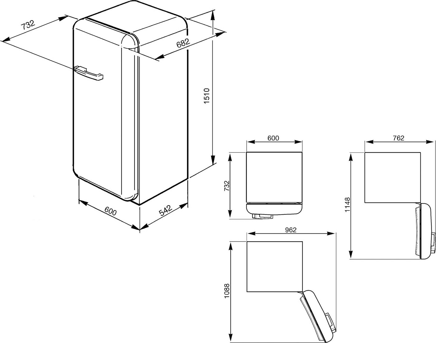 Smeg Kühlschrank »FAB28_5«, FAB28RDRB5, 150 cm hoch, 60 cm breit | BAUR
