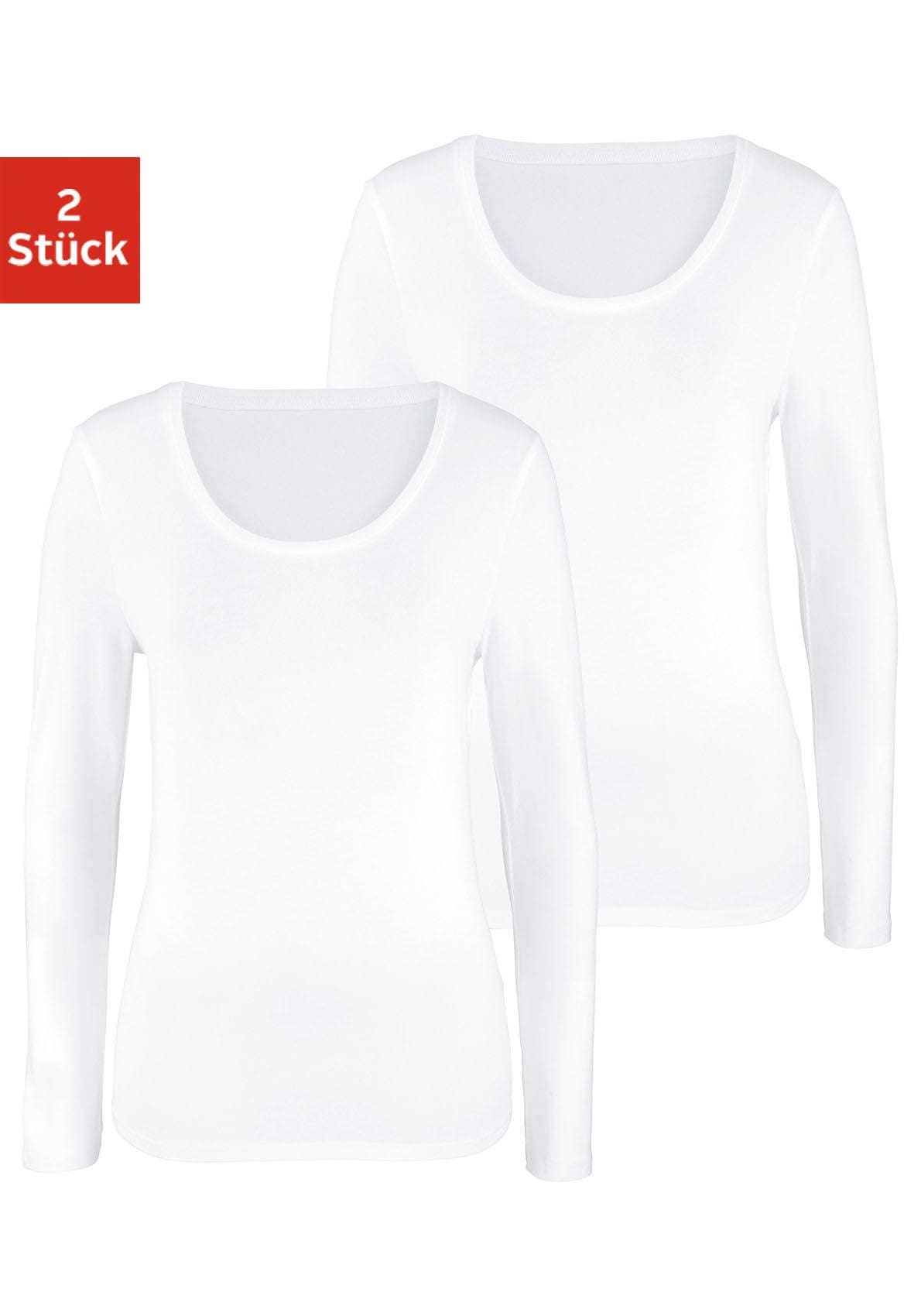 Vivance Langarmshirt "aus elastischer Baumwoll-Qualität" 2er-Pack, aus elastischer Baumwoll-Qualität, besonders weich